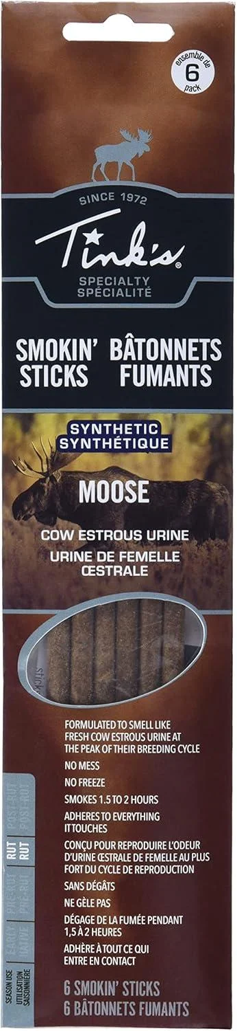 TINK'S Moose Cow Estrous Urine Smokin' Stick Scent Kit Synthetic Smoke Sticks Deer Scents and Attractants 6 Sticks - Generic
