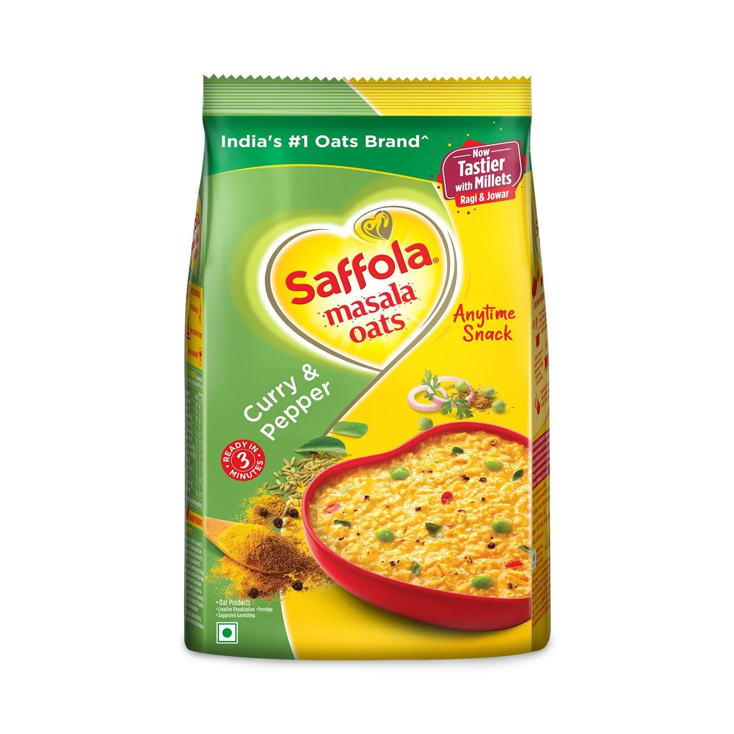 Saffola Masala Oats Tasty Evening Snack Healthy Snack Curry&Pepper 500G Curry & Pepper
