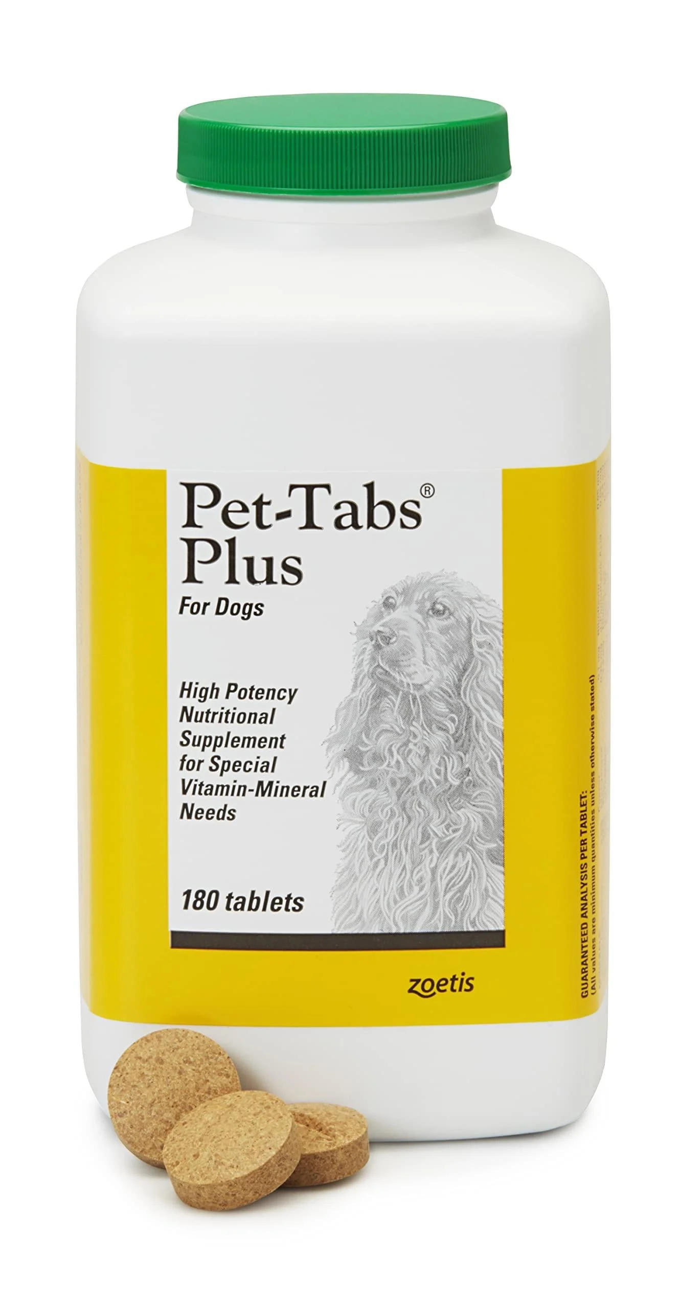 Pet-Tabs Plus Multivitamin and Mineral Supplement for Dogs with Special Nutritional Needs Chewable Tablet 180 Count Bottle