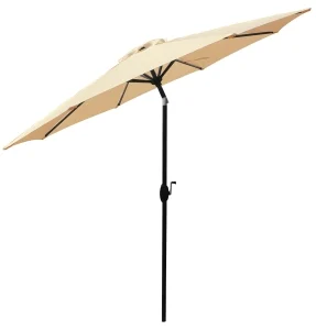 59597 Market Umbrella Market, 94.49 in H, 106.3 in W Canopy, 106.3 in L Canopy, Octagonal Canopy, Beige Fabric - Seasonal Trends
