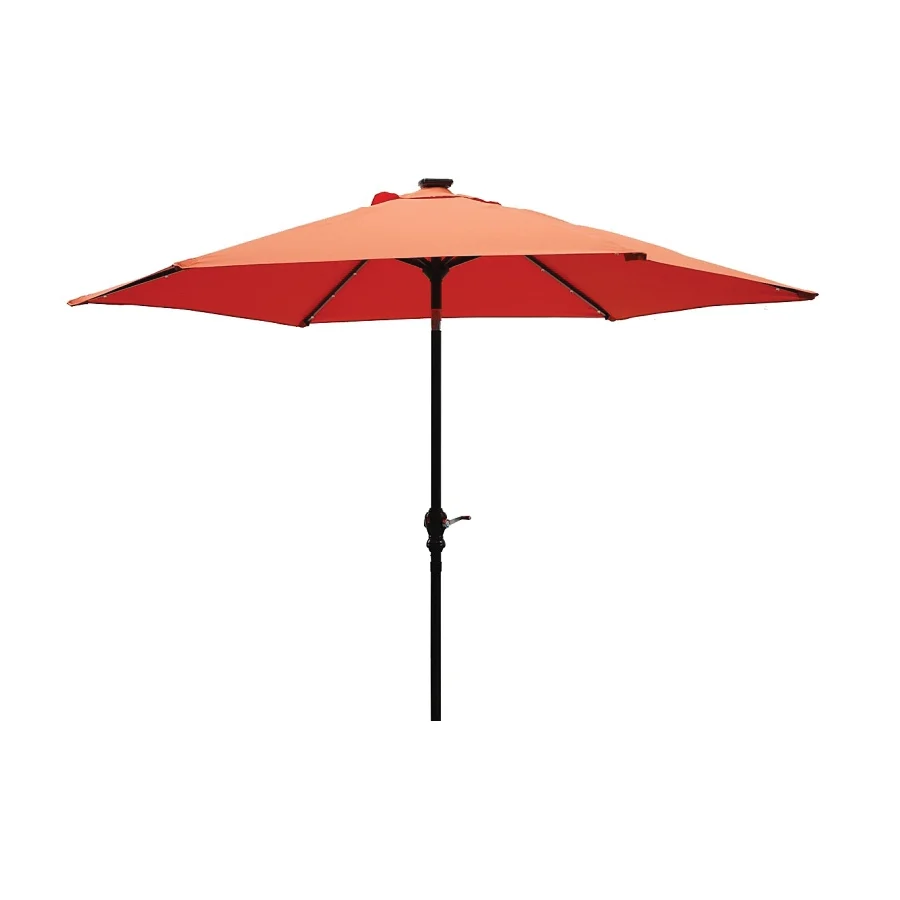 Tilt Umbrella, LED Lights, Steel, 9 ft, 107.9 in, Orange Fabric - Seasonal Trends