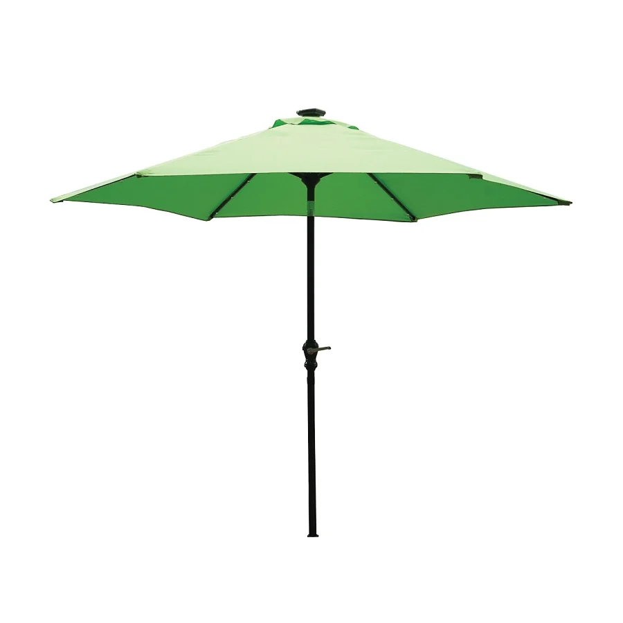 Tilt Umbrella, LED Lights, Steel 9 ft, 107.9 in, Green Fabric - Seasonal Trends