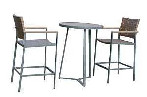 151402 High-Bistro Set, Wicker Tabletop, Brown Table