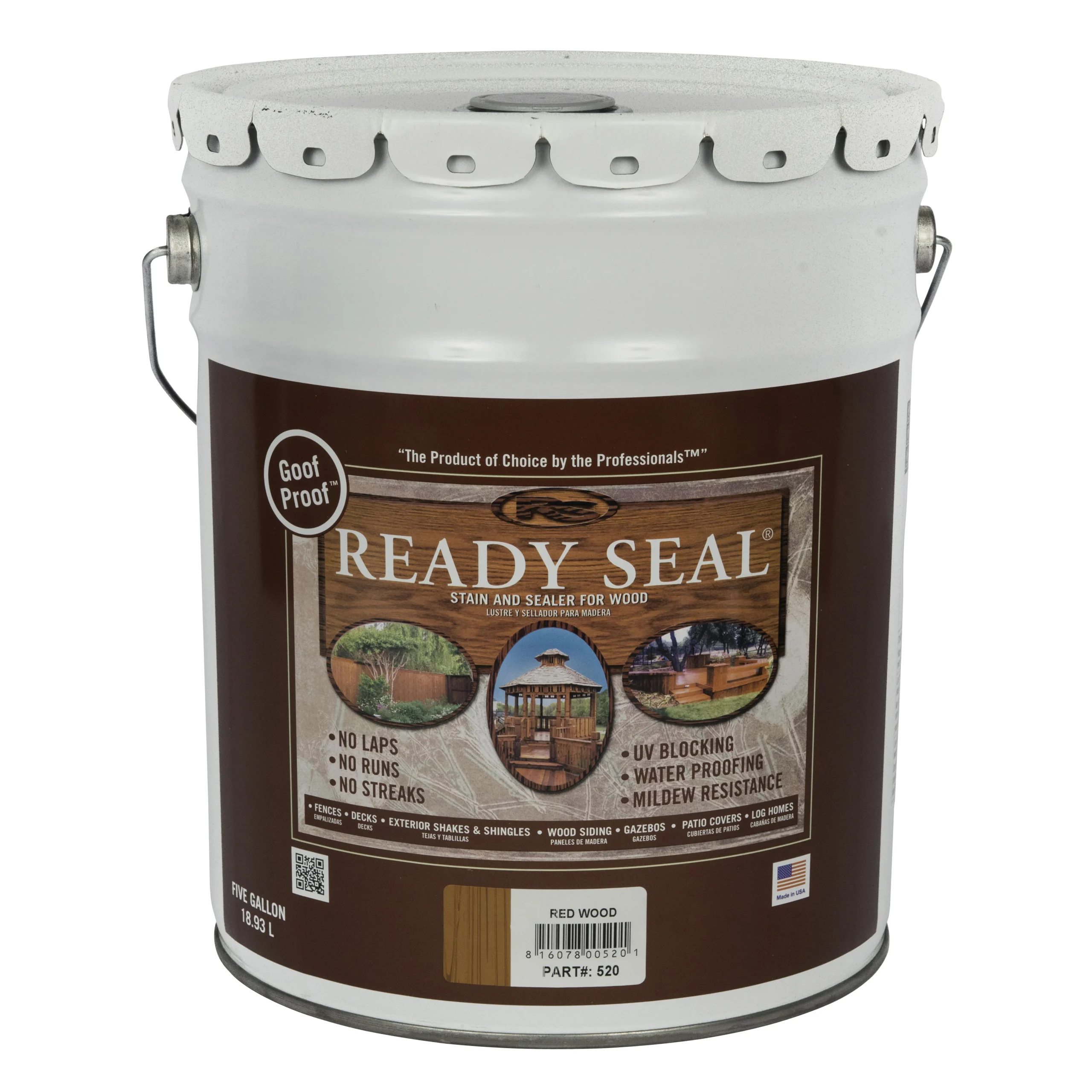 520 Stain and Sealer, Redwood, Liquid, 5 gal, Pail - Ready Seal