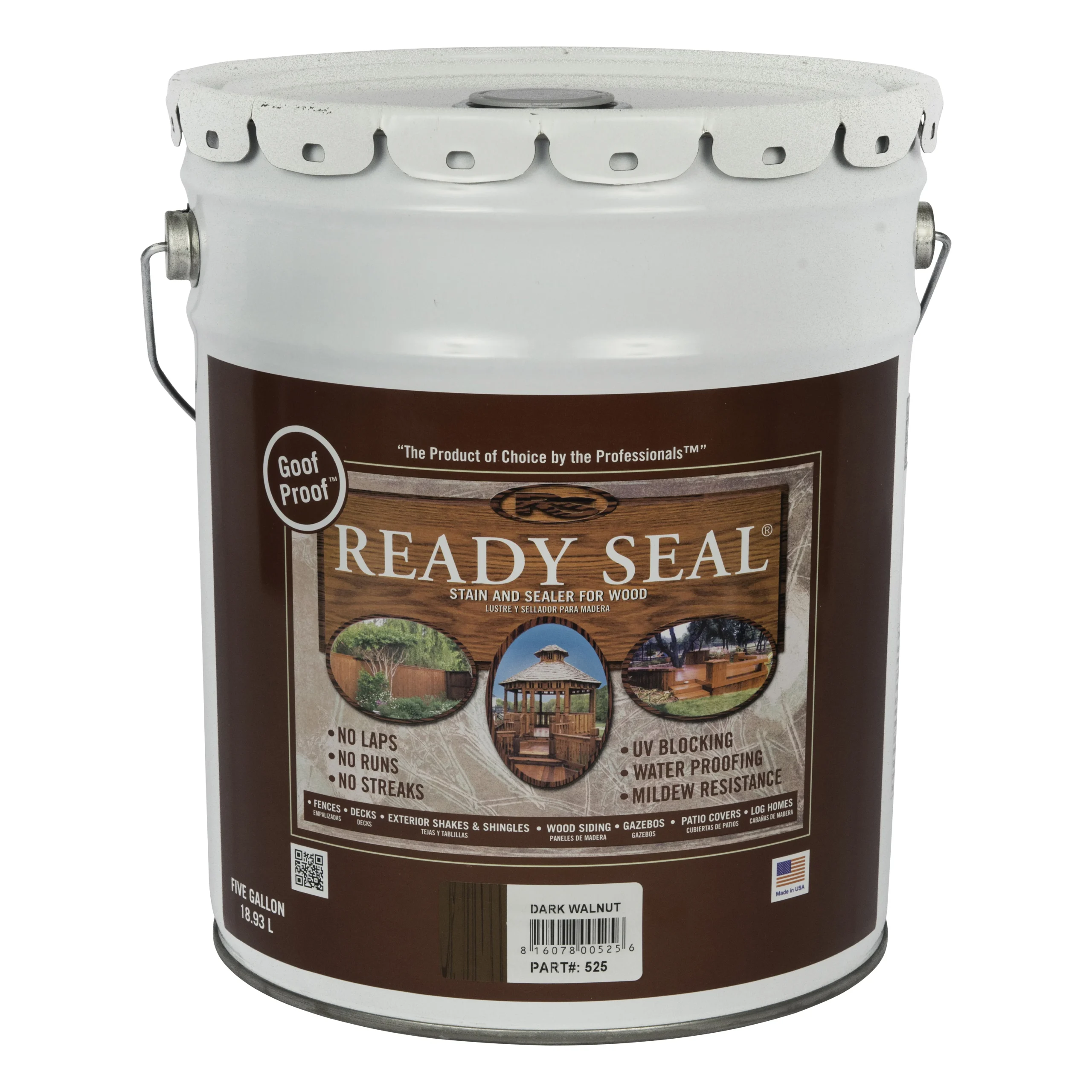525 Stain and Sealer, Dark Walnut, Liquid, 5 gal, Pail - Ready Seal