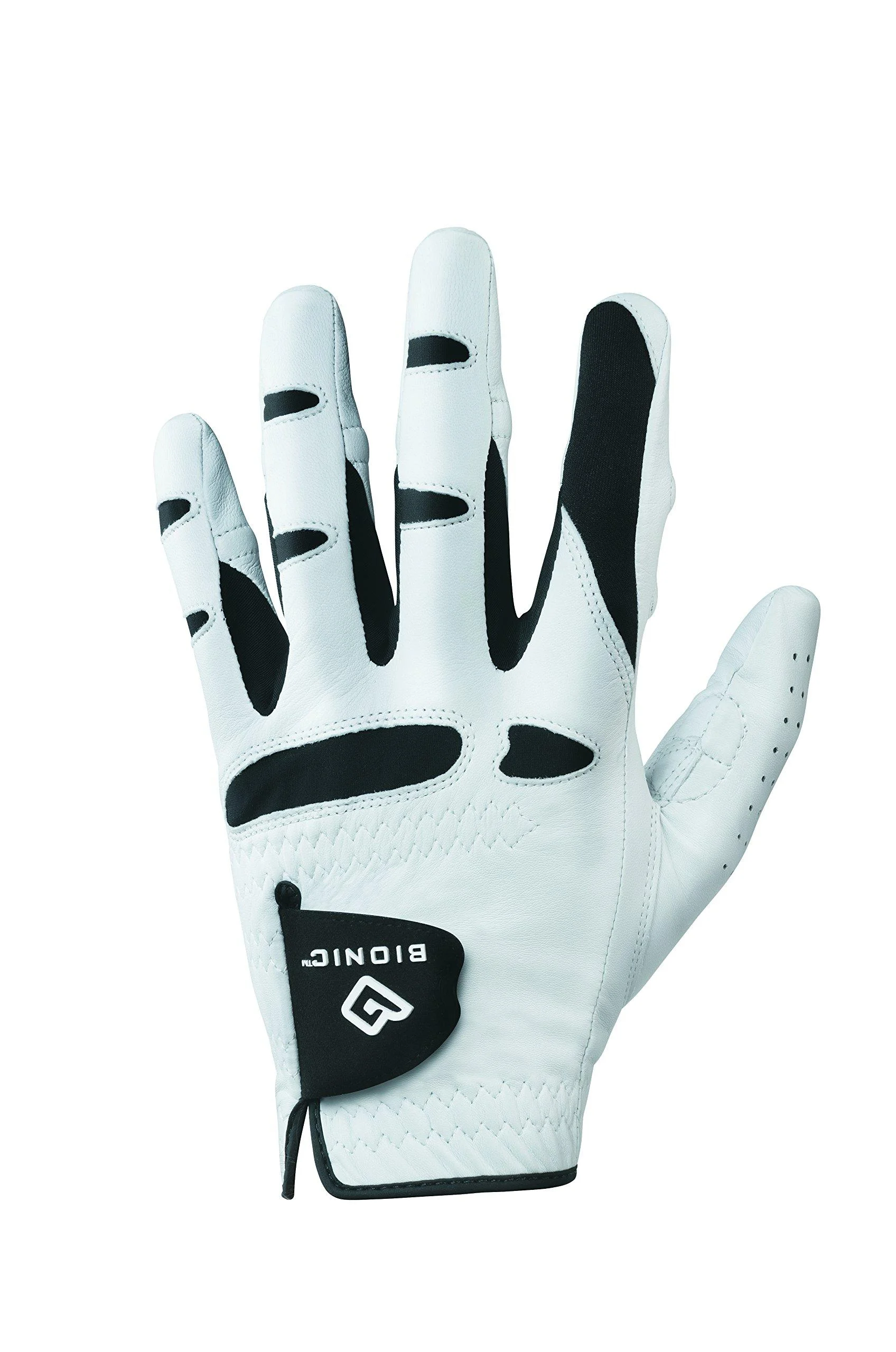 BIONIC Gloves Mens StableGrip Golf Glove W/Patented Natural Fit Technology Made from Long Lasting, Durable Genuine Cabretta Leather, White, Large