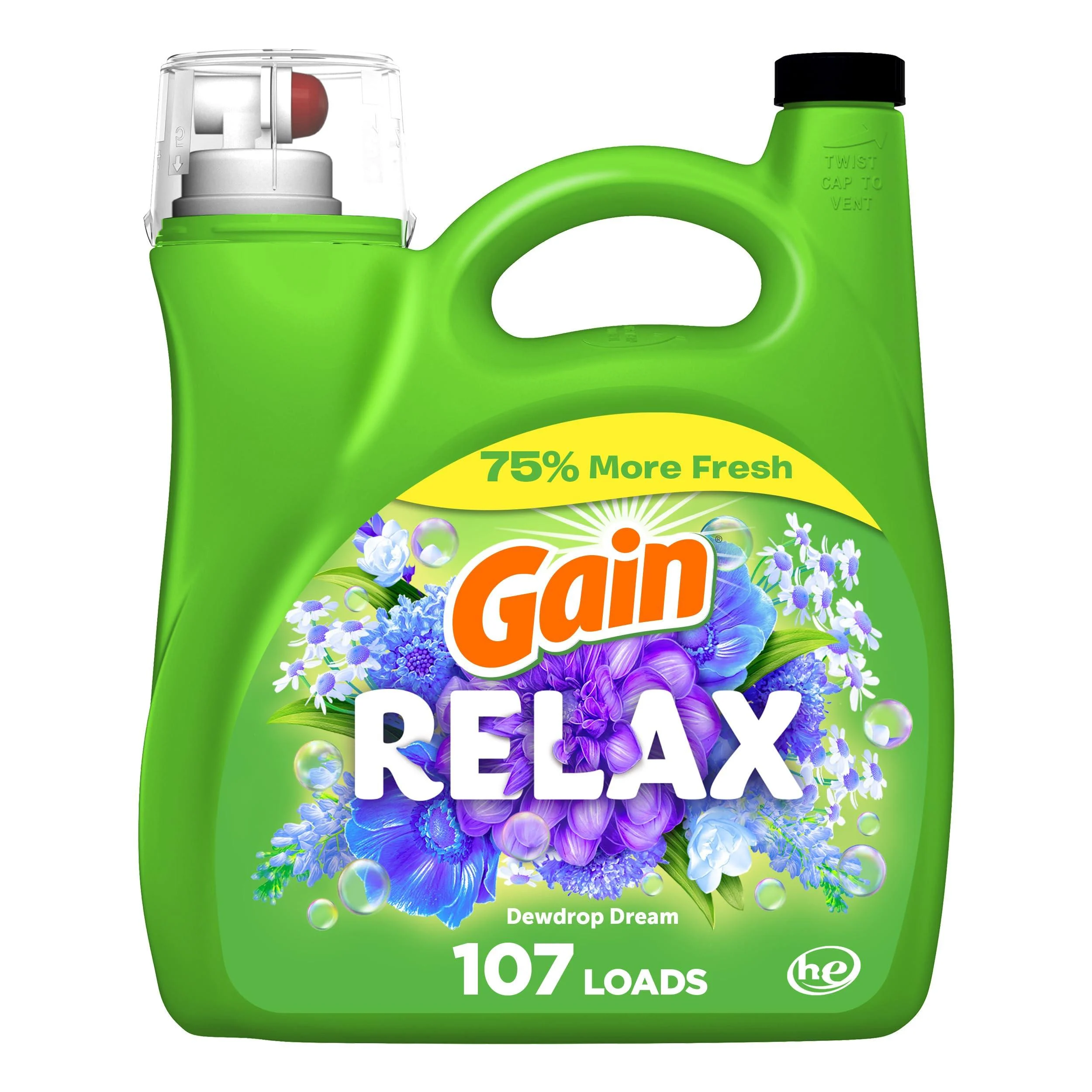 Gain Liquid Laundry Detergent Relax HE Compatible 154 fl oz 107 Loads 154 Fl Oz (Pack of 1)