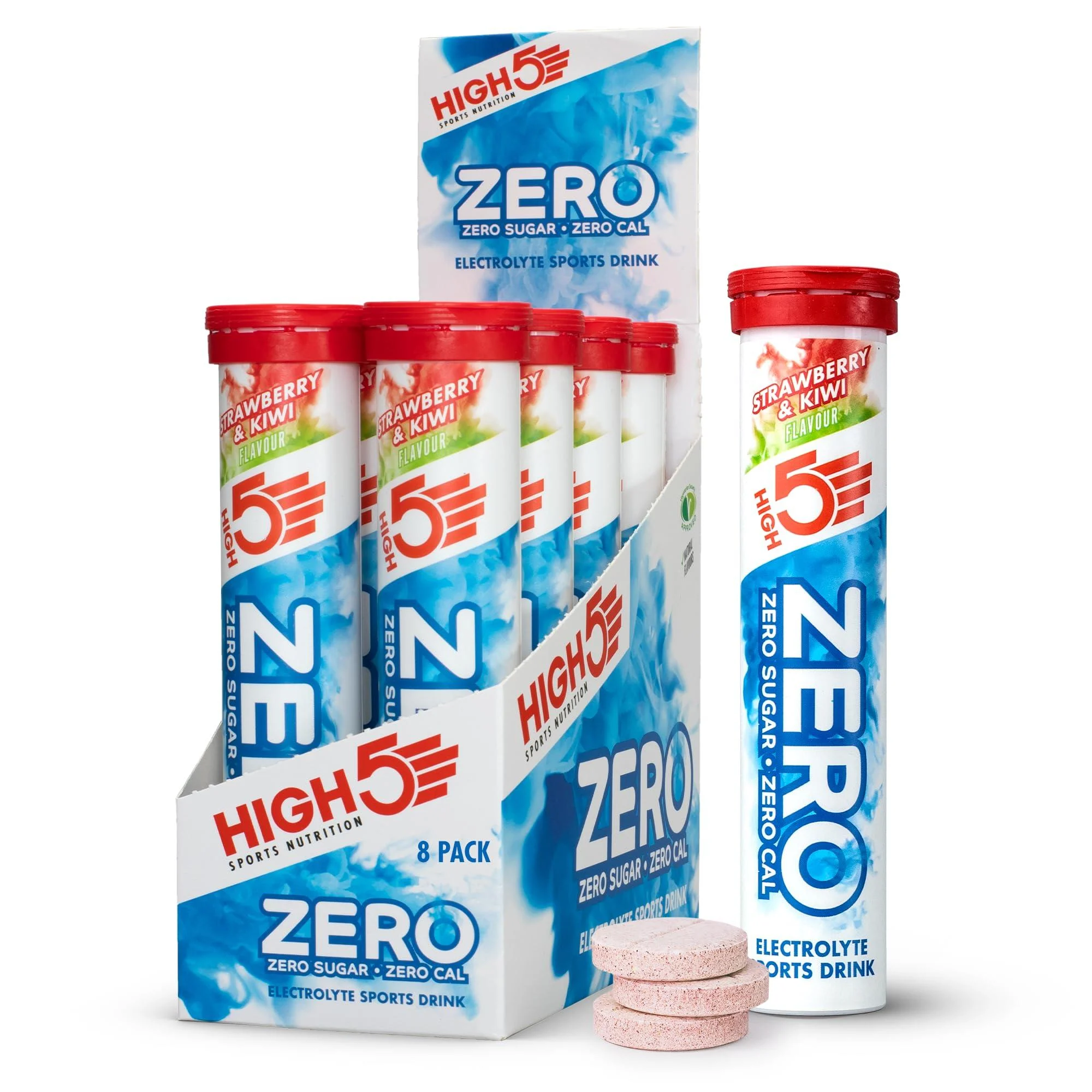 HIGH5 ZERO Electrolyte Tablets | Hydration Tablets Enhanced with Vitamin C | 0 Calories & Sugar Free | Boost Hydration Performance & Wellness | Strawberry & Kiwi 160 Tablets (20x Pack of 8) Strawberry & Kiwi 20 Count (Pack of 8)
