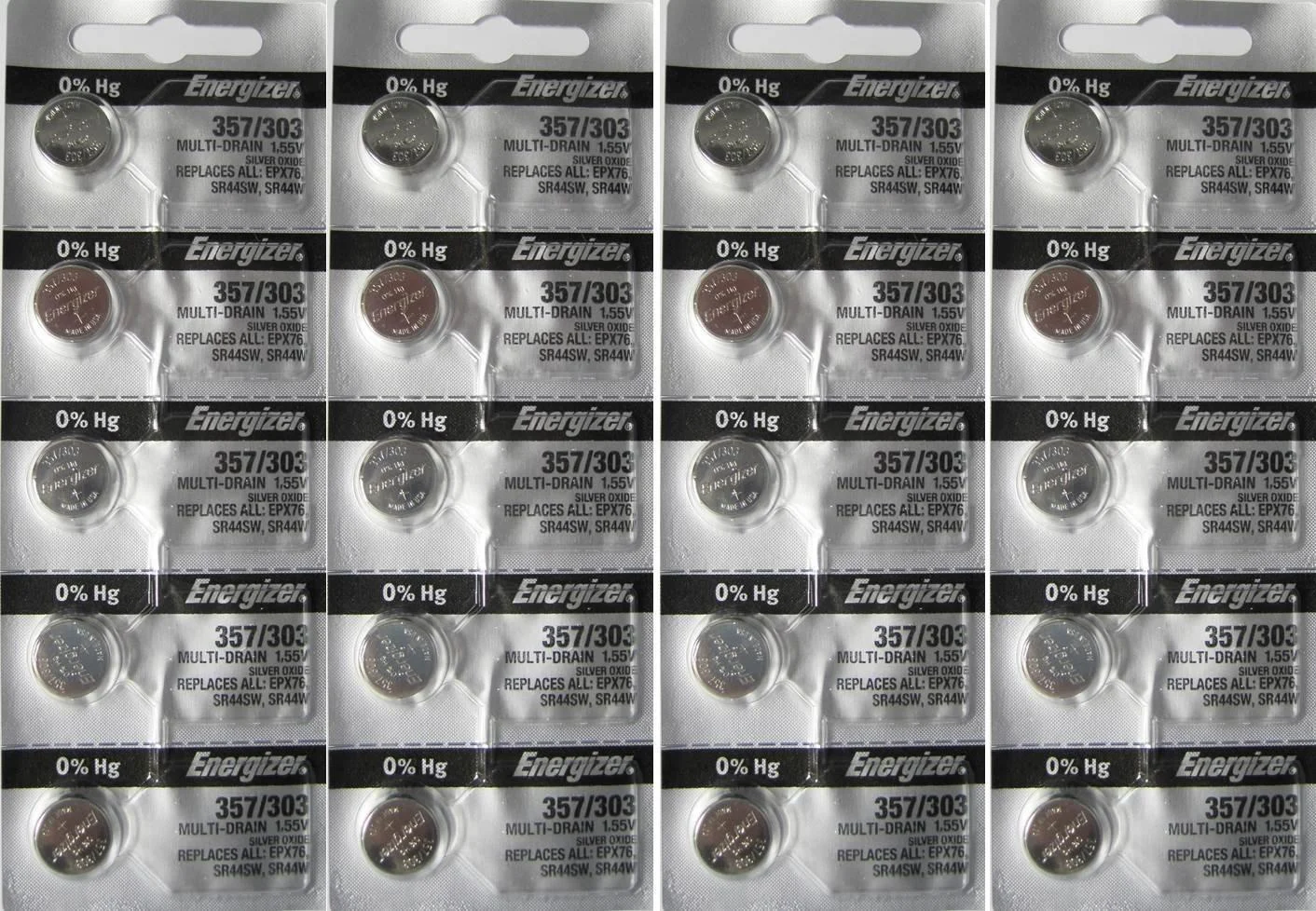 Energizer 20 357/303 Multi-Drain Zero Mercury Batteries