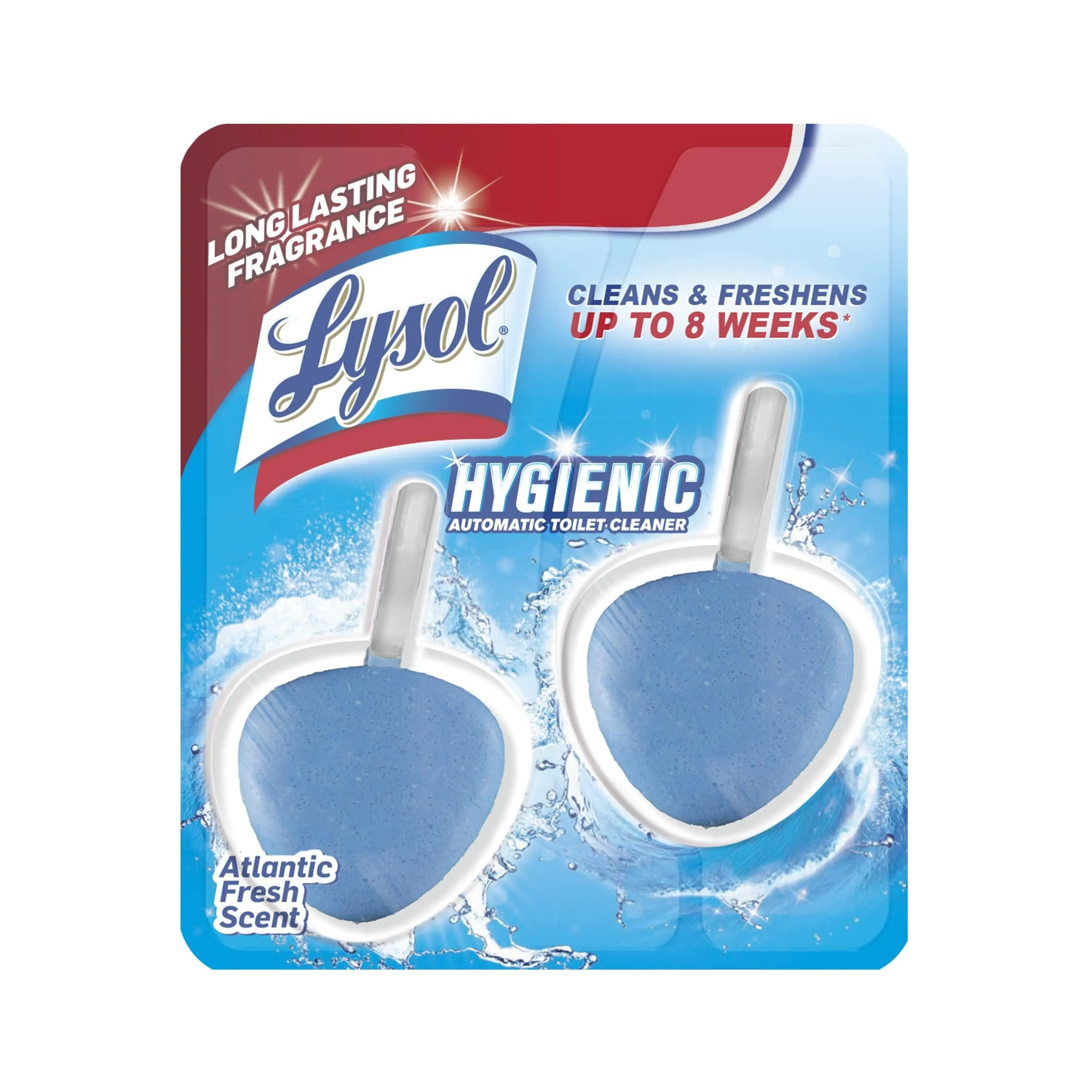 Lysol Automatic In-The-Bowl Toilet Cleaner, Cleans and Freshens Toilet Bowl, Ocean Fresh Scent, 2 Count (Pack of 1)