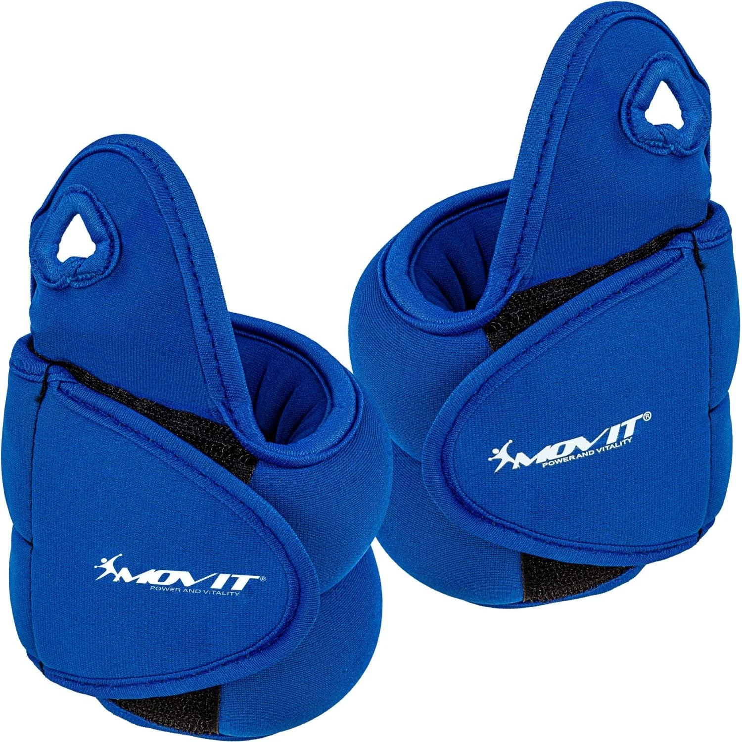 Movit 2 Set neoprene weight cuffs with thumb loops 4 variants 2x 0.5kg - 2x 2.0kg 3 colors running weights for wrists blue 2.0 kg