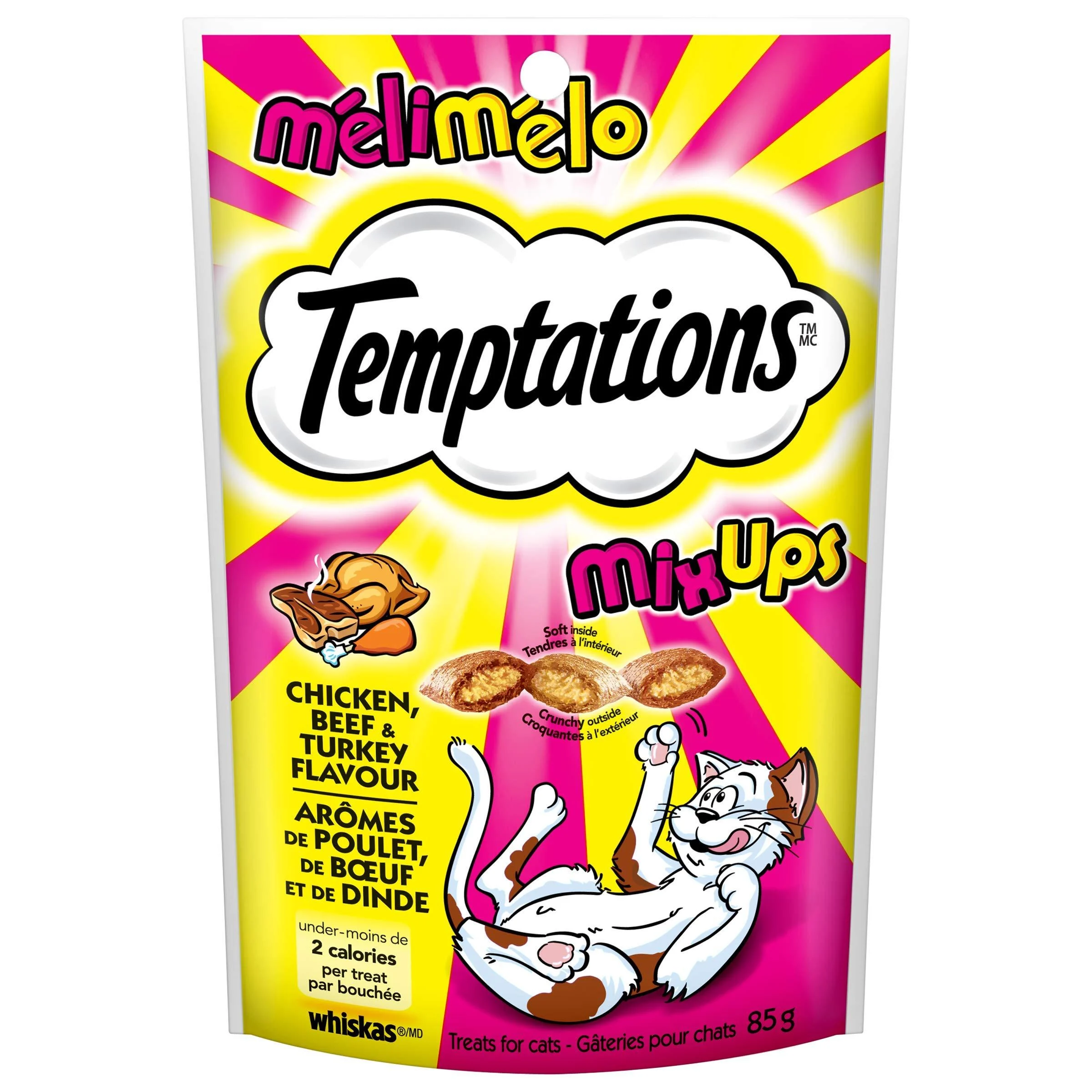TEMPTATIONS Mix-Ups Cat Treats Chicken & Beef & Turkey 85g Pouch (12 Pack) 85 g (Pack of 12) Chicken - Beef - Turkey Cat Treats