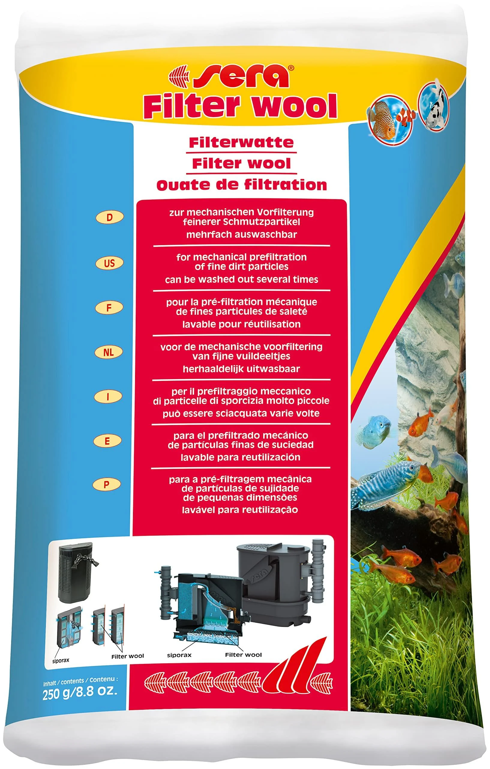 sera filter wool 250 g - For mechanical pre-filtering of finer dirt particles