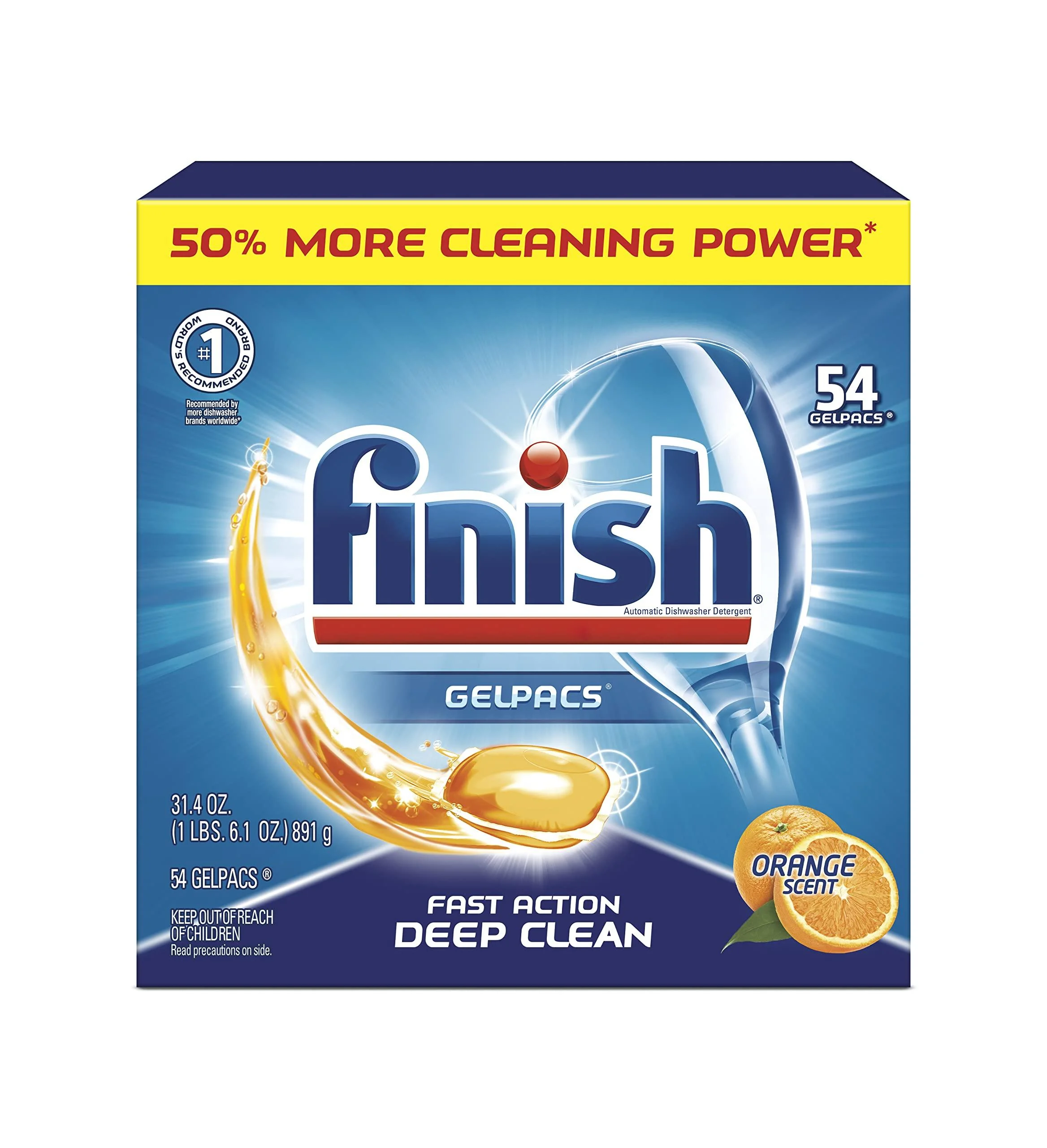 Finish Gelpacs Orange, 54ct, Dishwasher Detergent Tablets 54 Count