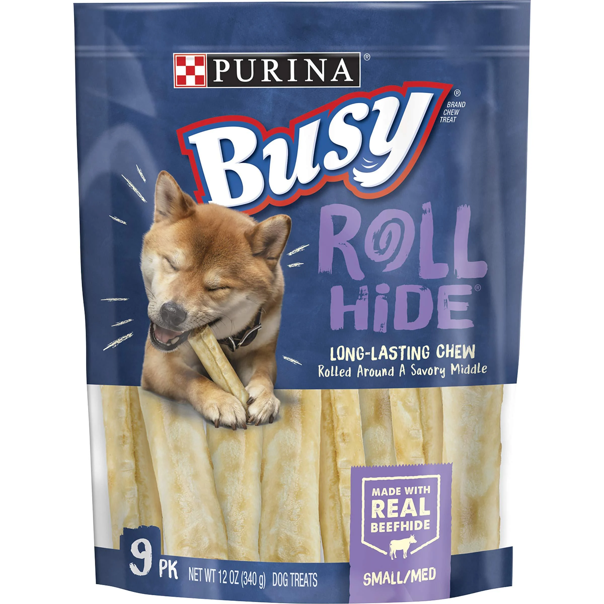 Purina Busy Real Beefhide Dog Chews Rollhide 9 ct. Pouch