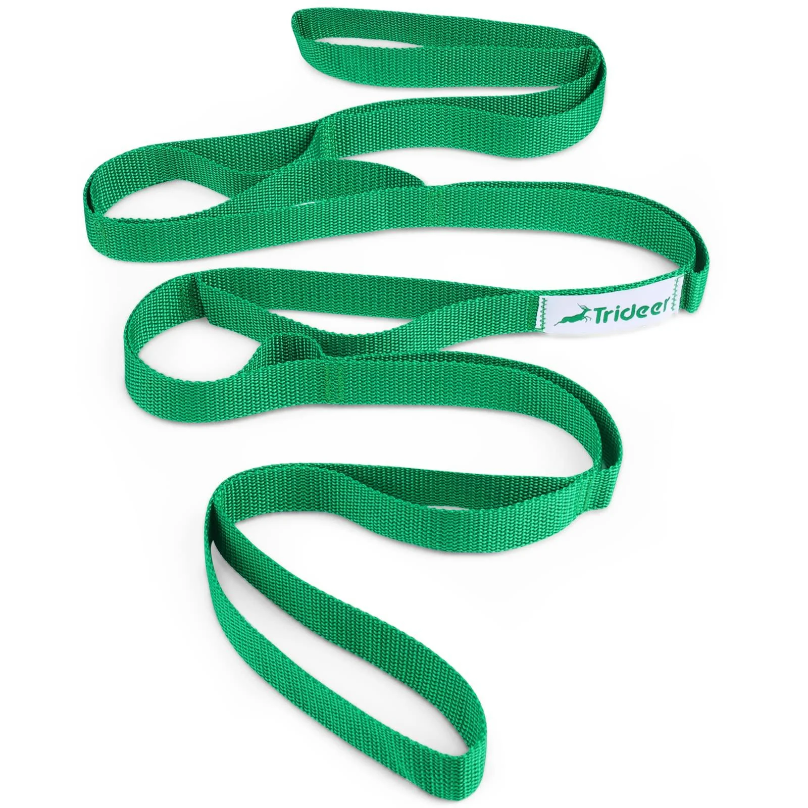 Trideer Stretching Strap Yoga Strap for Physical Therapy, 10 Loops Yoga Straps for Stretching, Non-Elastic Stretch Strap for Pilates, Exercise, Dance, Stretch Band with Workout Guide for Women & Men Green