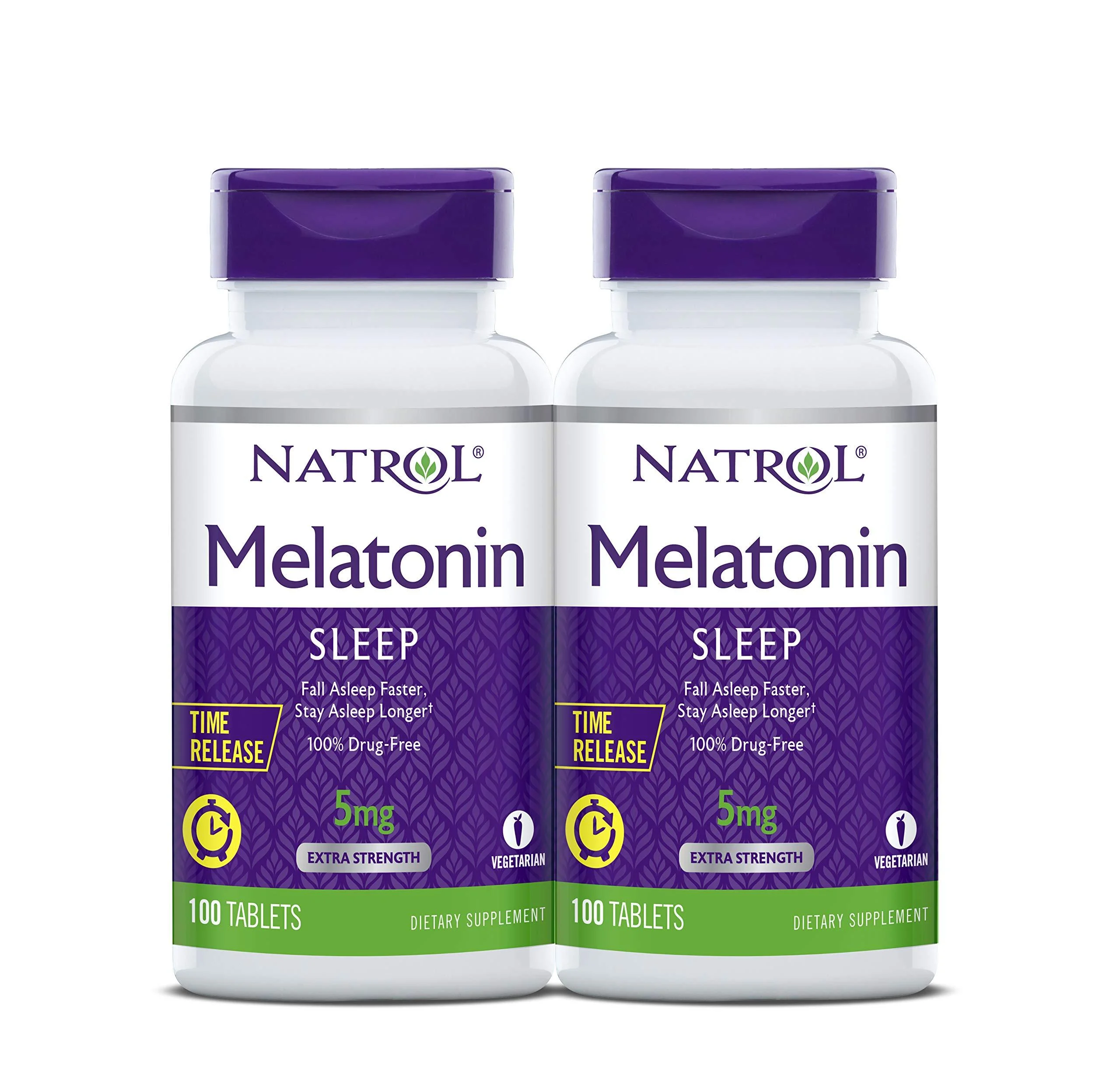 Natrol Melatonin Time Release Tablets, 5mg, 100 Count (Pack of 2) Time Released 100 Count (Pack of 2)