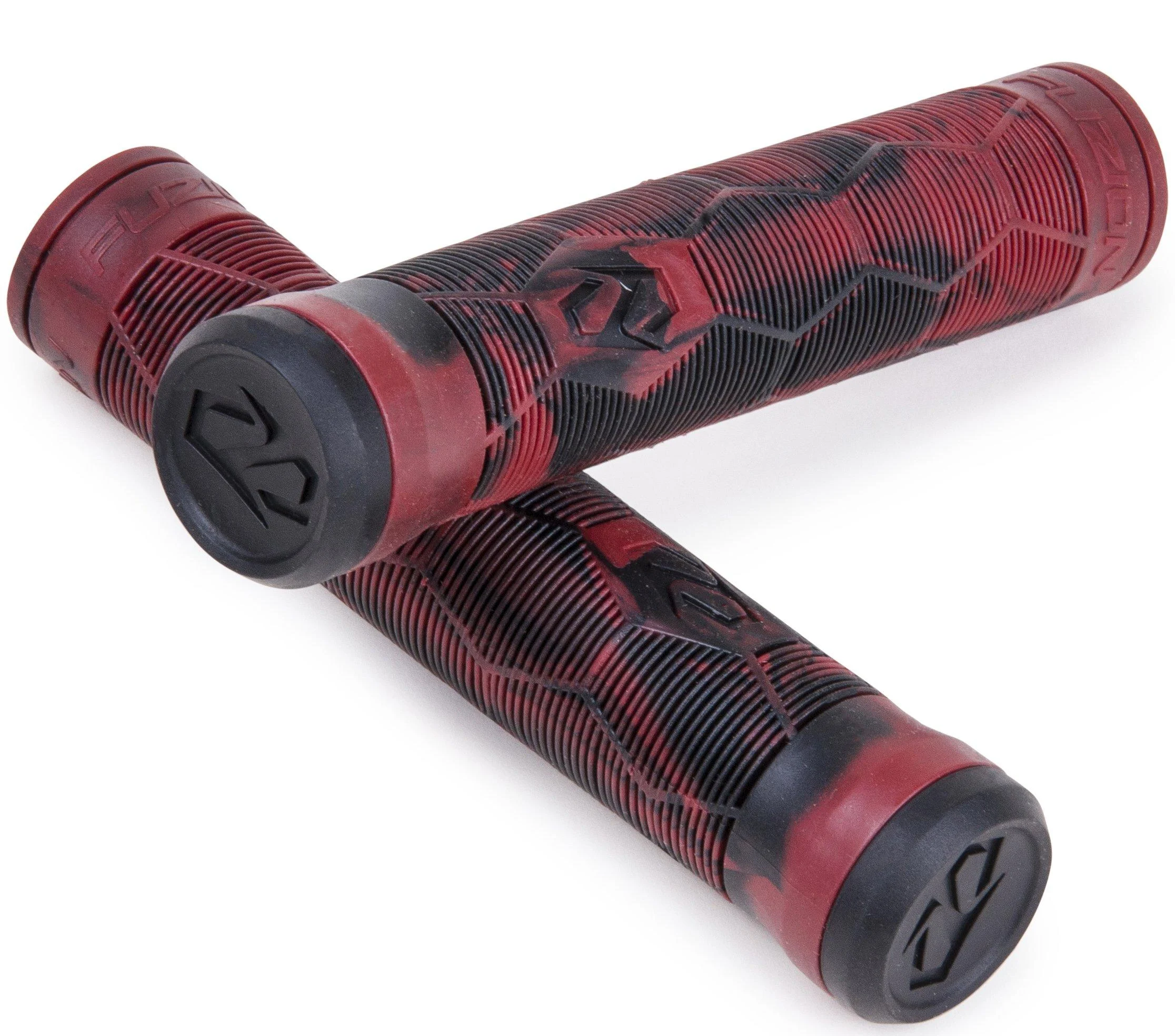 Fuzion Pro Scooters Hex Grips BMX Bike Grips Black & Red Swirl