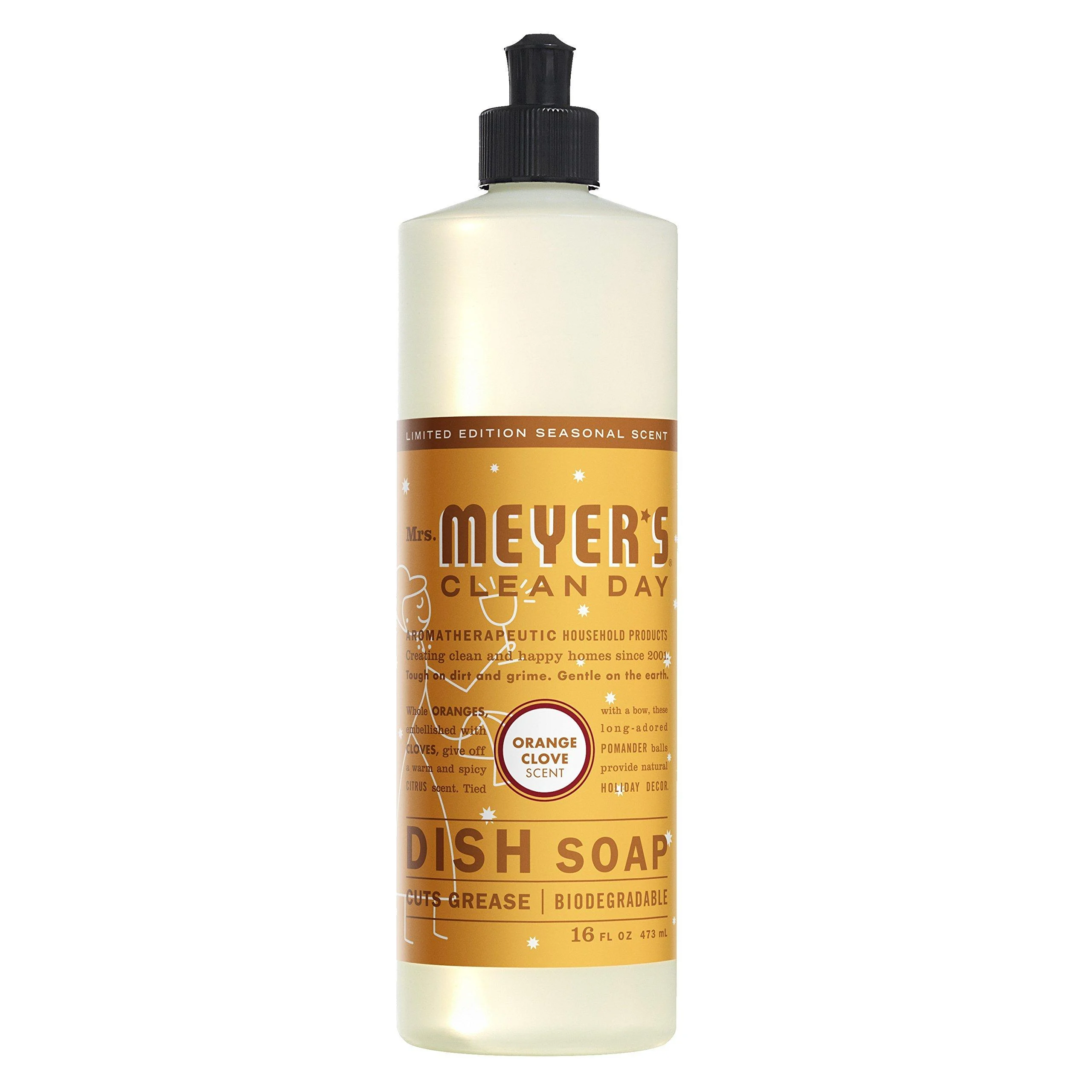 MRS. MEYER'S CLEAN DAY Liquid Dish Soap Biodegradable Formula Limitd Edition Orange Clove 16 fl. Oz