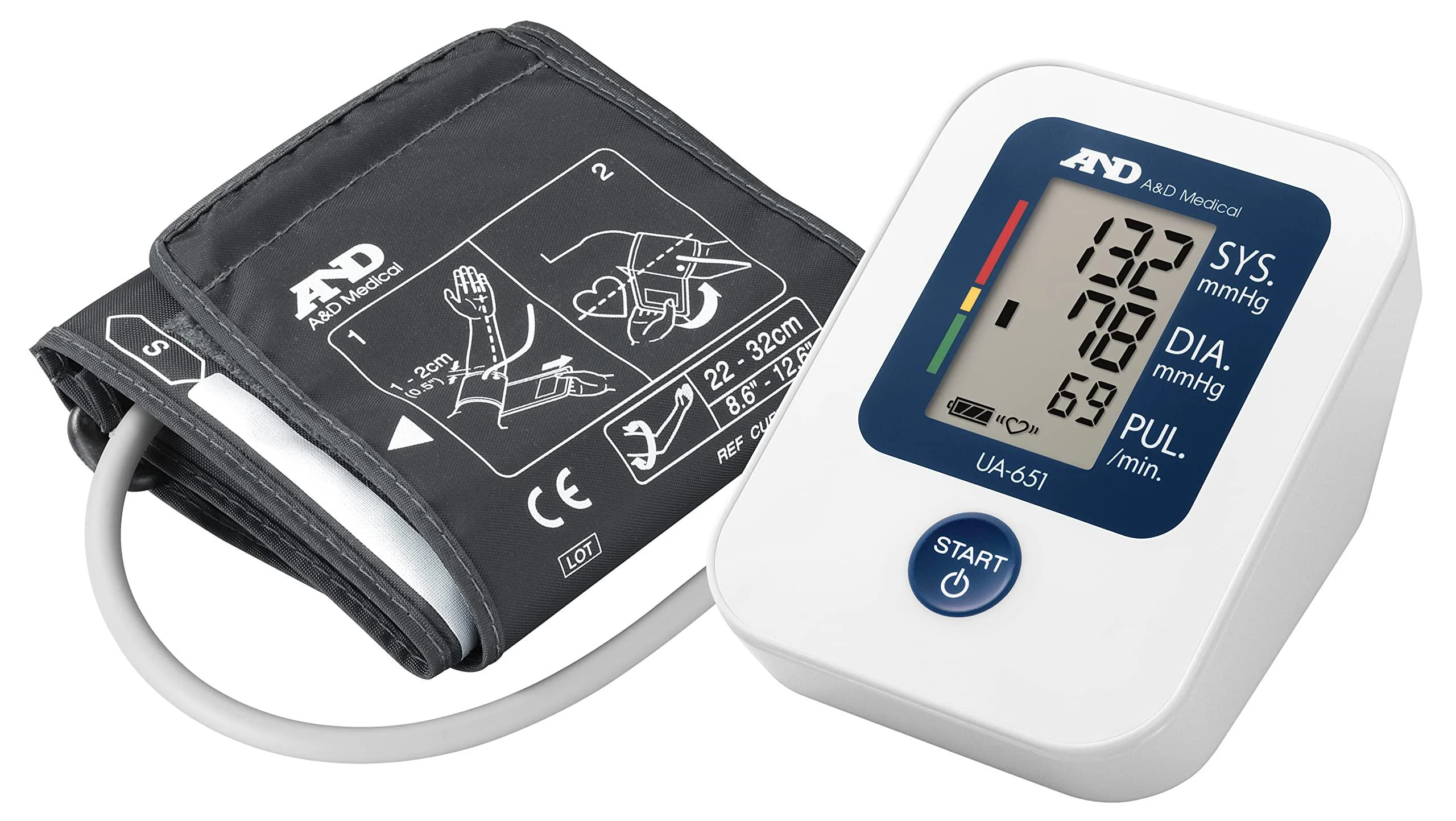 A&D Medical Upper Arm Blood Pressure Monitor with Wide Range Cuff (UA-651) Monitor with Wide Range Cuff 1 Count (Pack of 1)