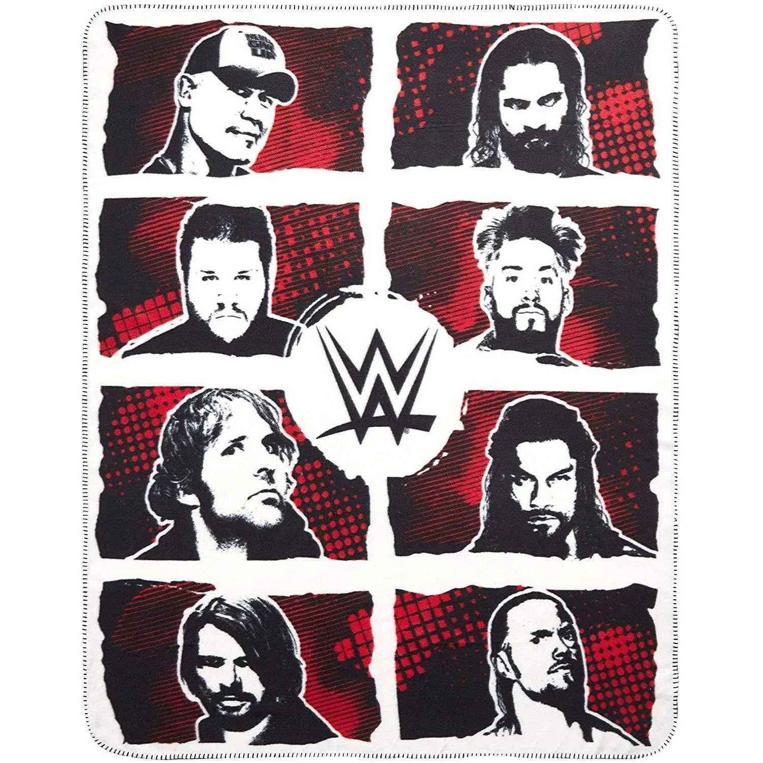 Silver Buffalo Unisex WWE Superstar Grid Ink Fleece Throw Red and Black 50-in. x 60-in. One Size