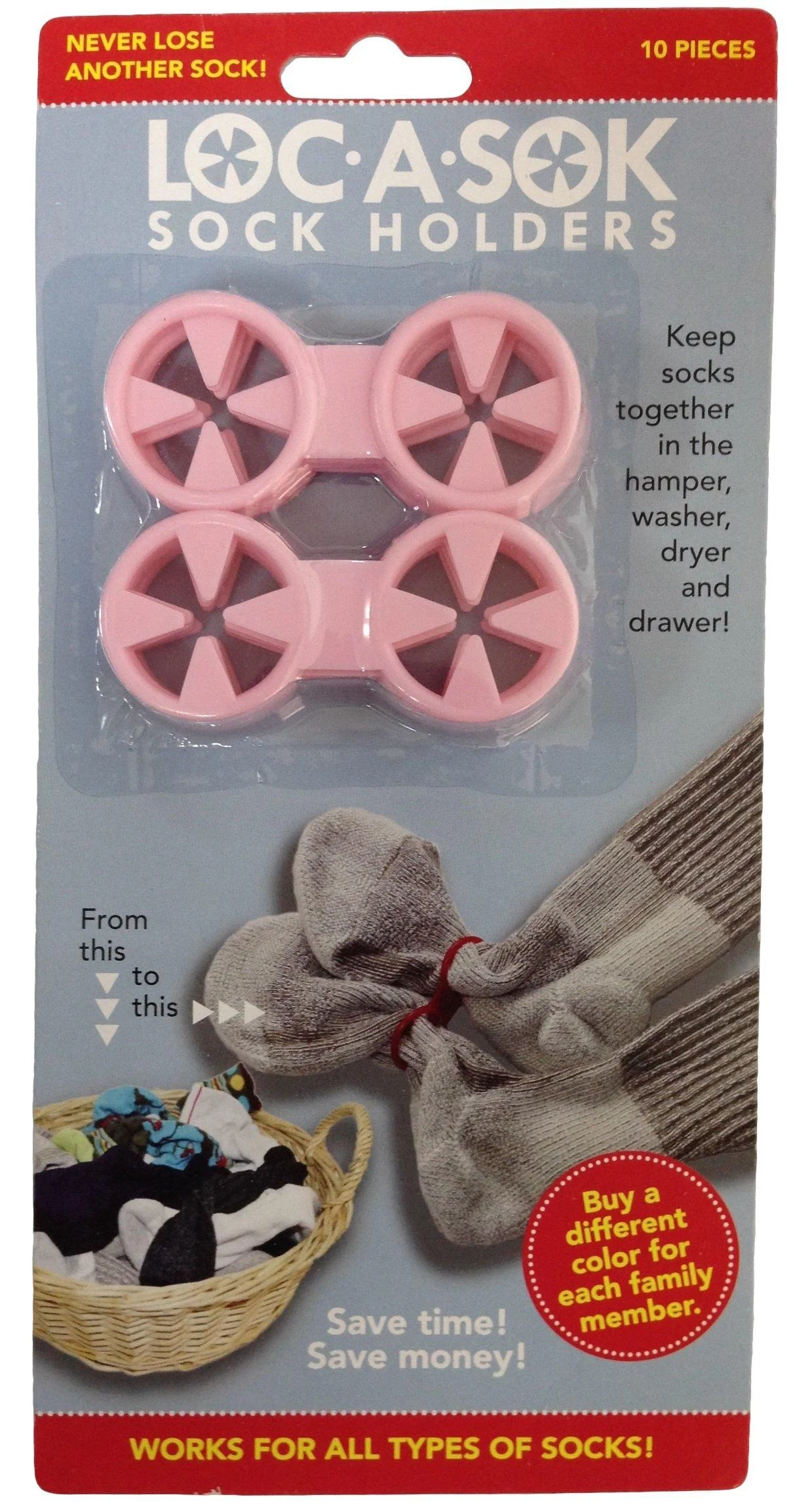 Loc A Sok Sock Locks Clips (Pink) - SockLocks