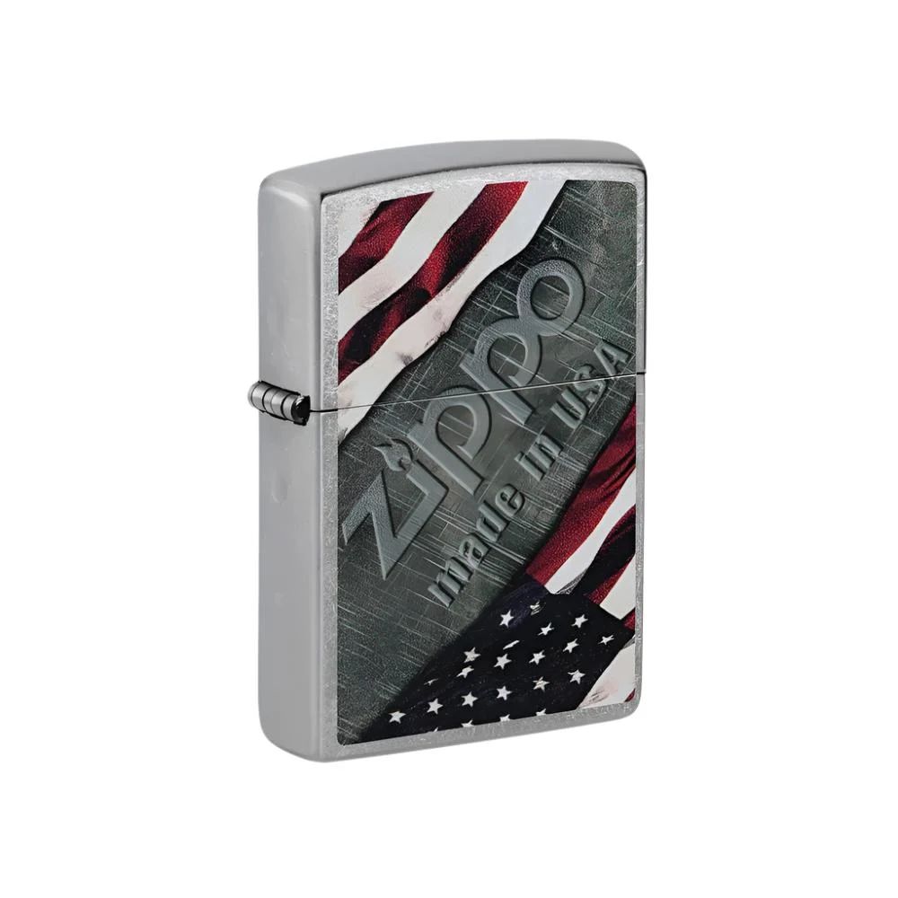 Zippo Lighter American Flag & Metal Street Chrome SALE - Lucas Lighters, LLC