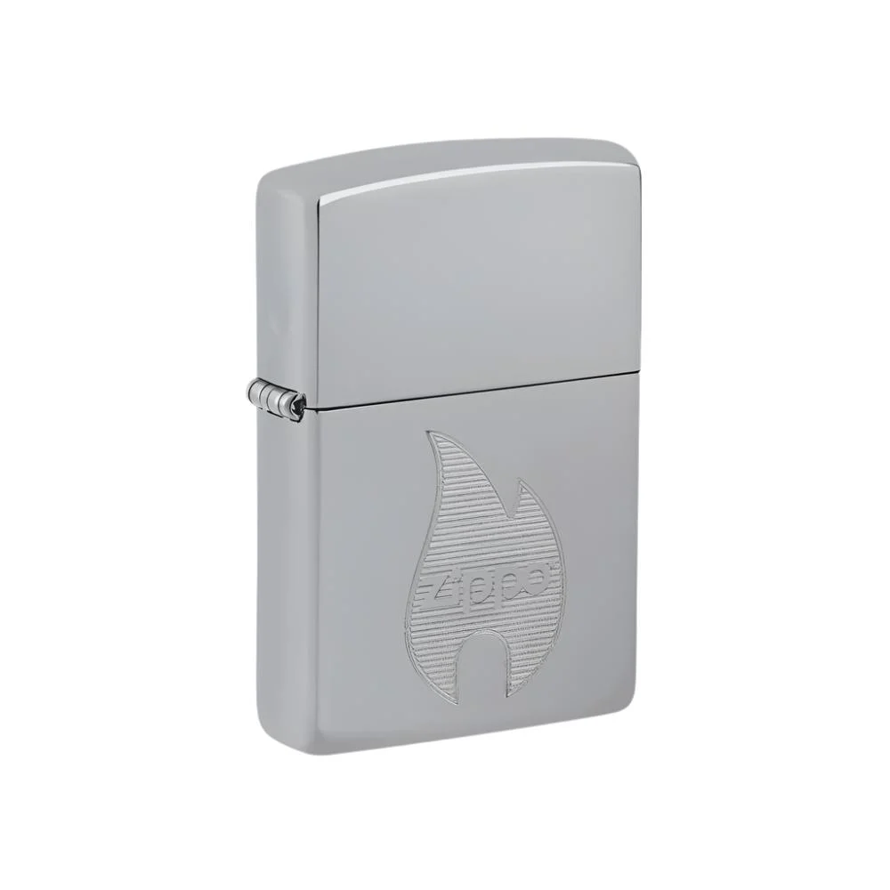 Zippo Lighter Engraved Flame Logo High Polish Chrome SALE - Lucas Lighters, LLC