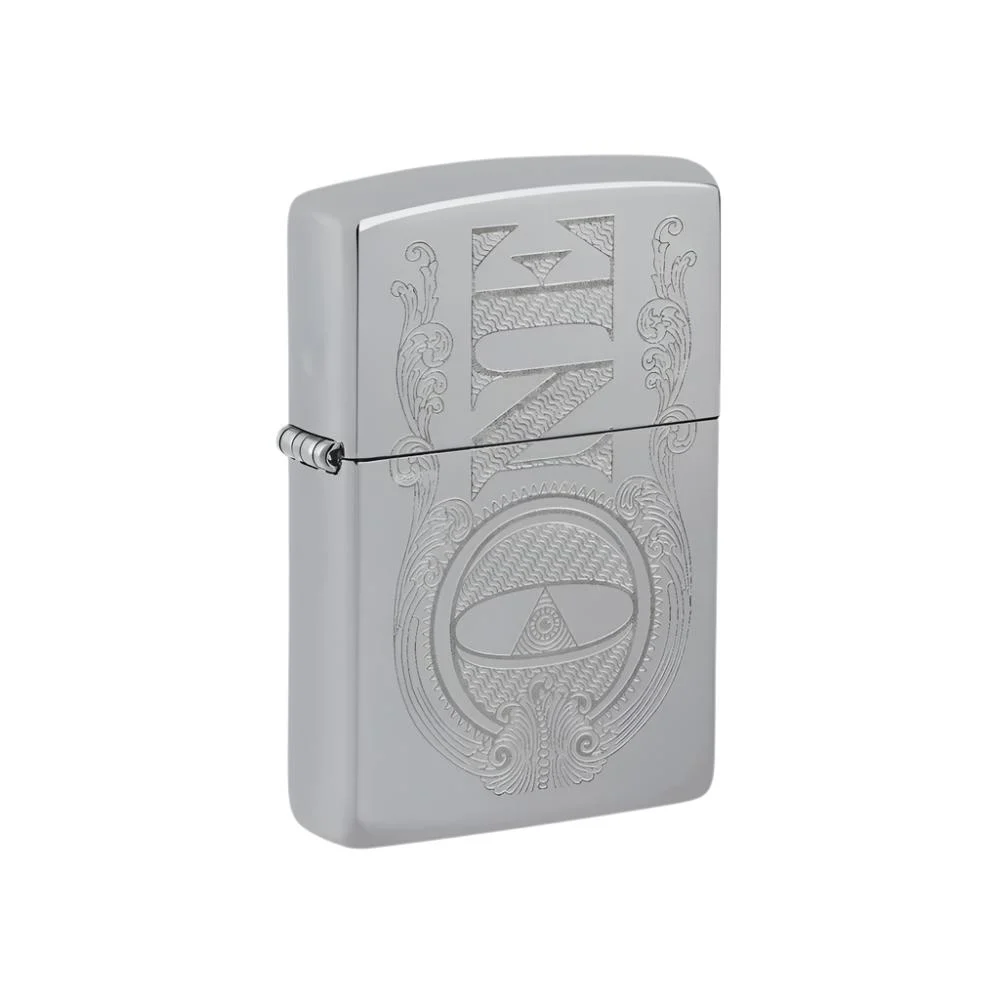 Zippo Lighter Engraved Dollar Bill High Polish Chrome - Lucas Lighters, LLC