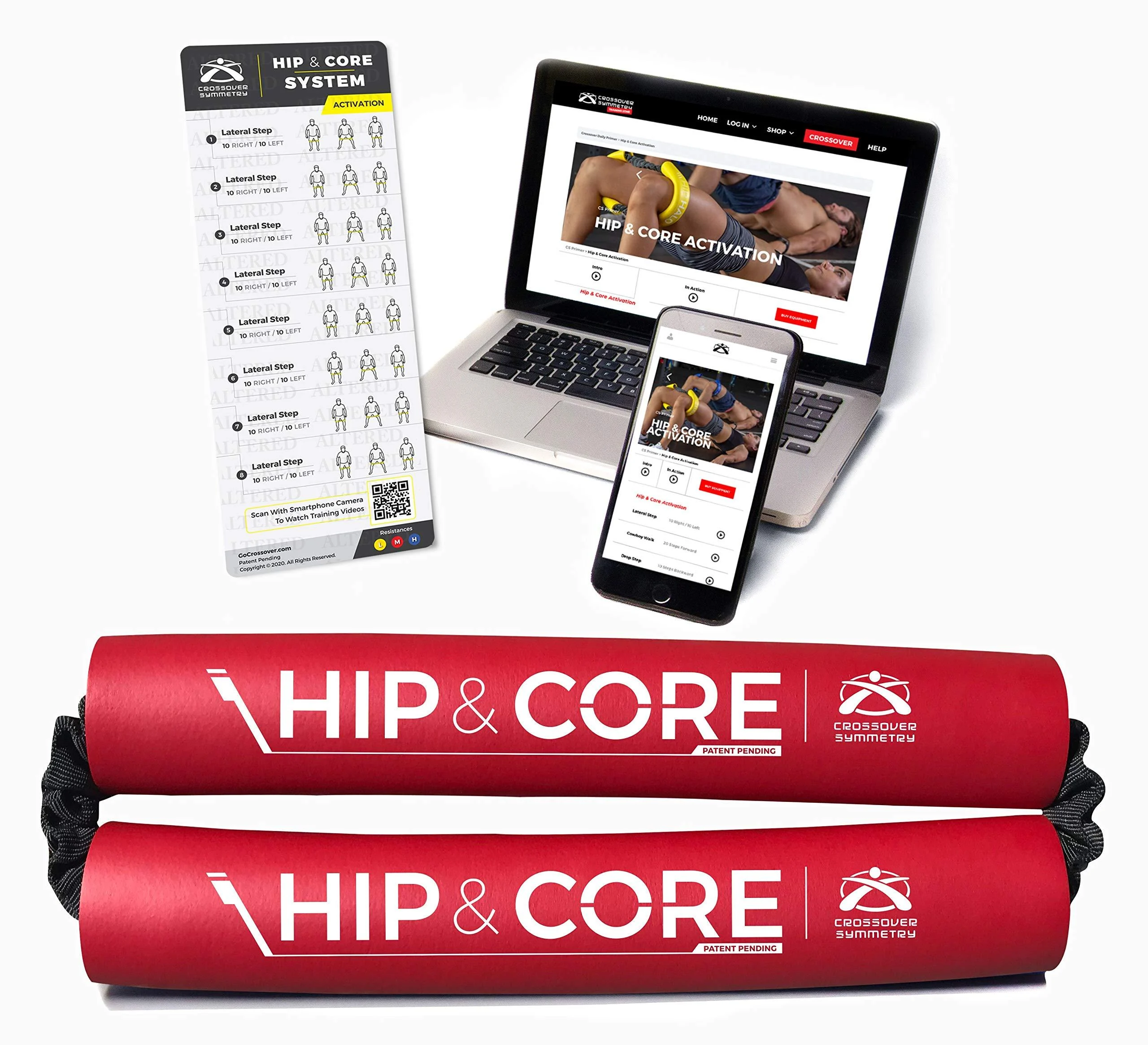 Crossover Symmetry Hip & Core System - Loop Resistance Home Workout Bands to Stretch and Strengthen Legs Butt HIPS Thighs and Glutes Includes Online Exercise & Training Guide Medium