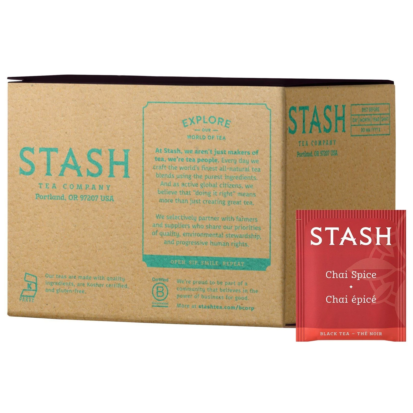 Stash Tea Chai Spice Black Tea, Box of 100 Tea Bags Chai Spice 100 Count (Pack of 1)