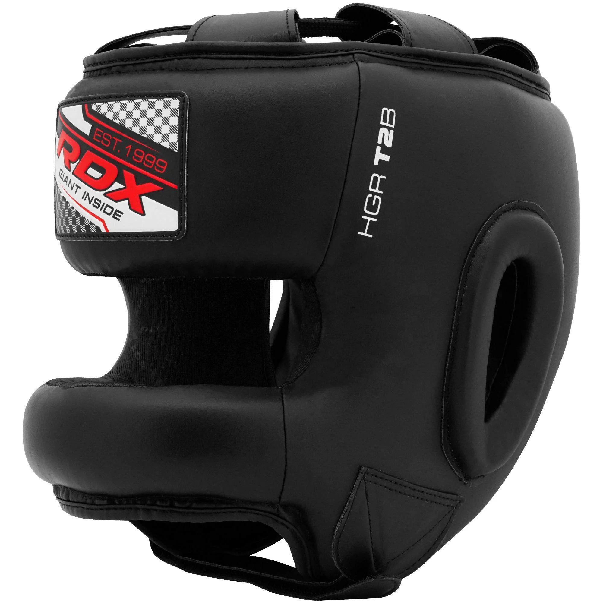 RDX Boxing Headgear Maya Hide Leather MMA Sparring Grappling Kickboxing Training Taekwondo Karate BJJ Fighting Black Large