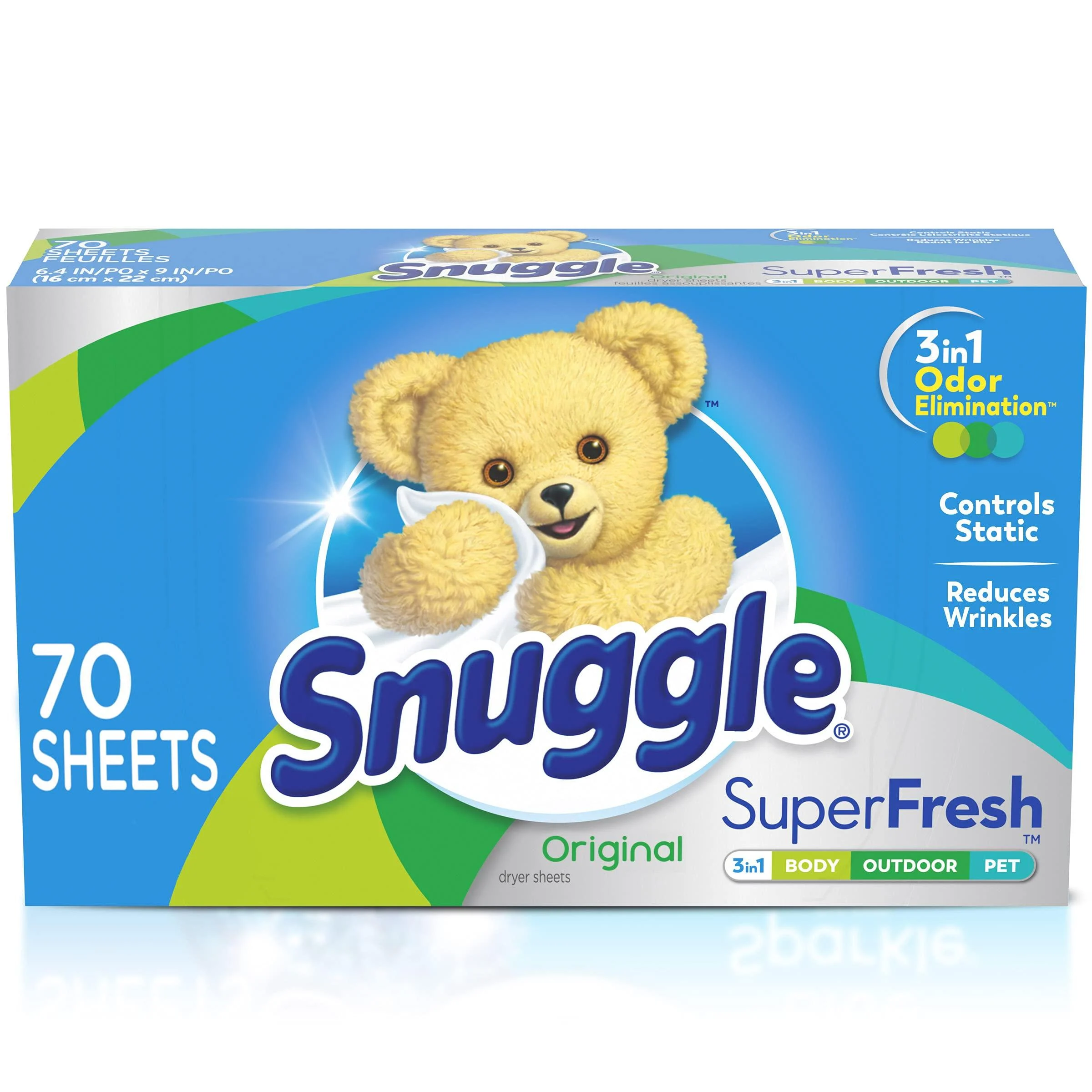 Snuggle Plus SuperFresh Fabric Softener Dryer Sheets with Static Control and Odor Eliminating Technology Original 70 Count