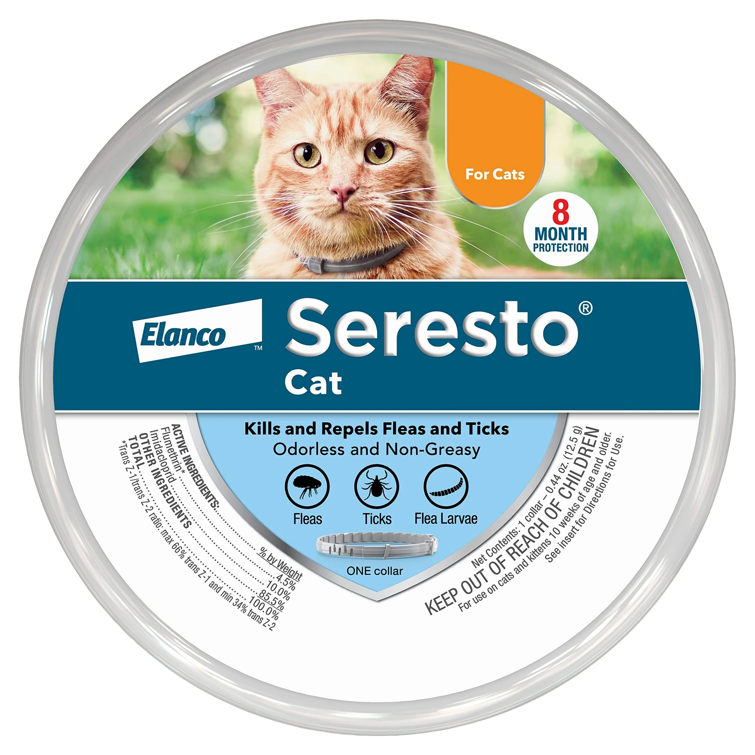 Seresto Flea and Tick Collar for Cats, 8-Month Flea and Tick Collar for Cats 1-Pack Cat Only