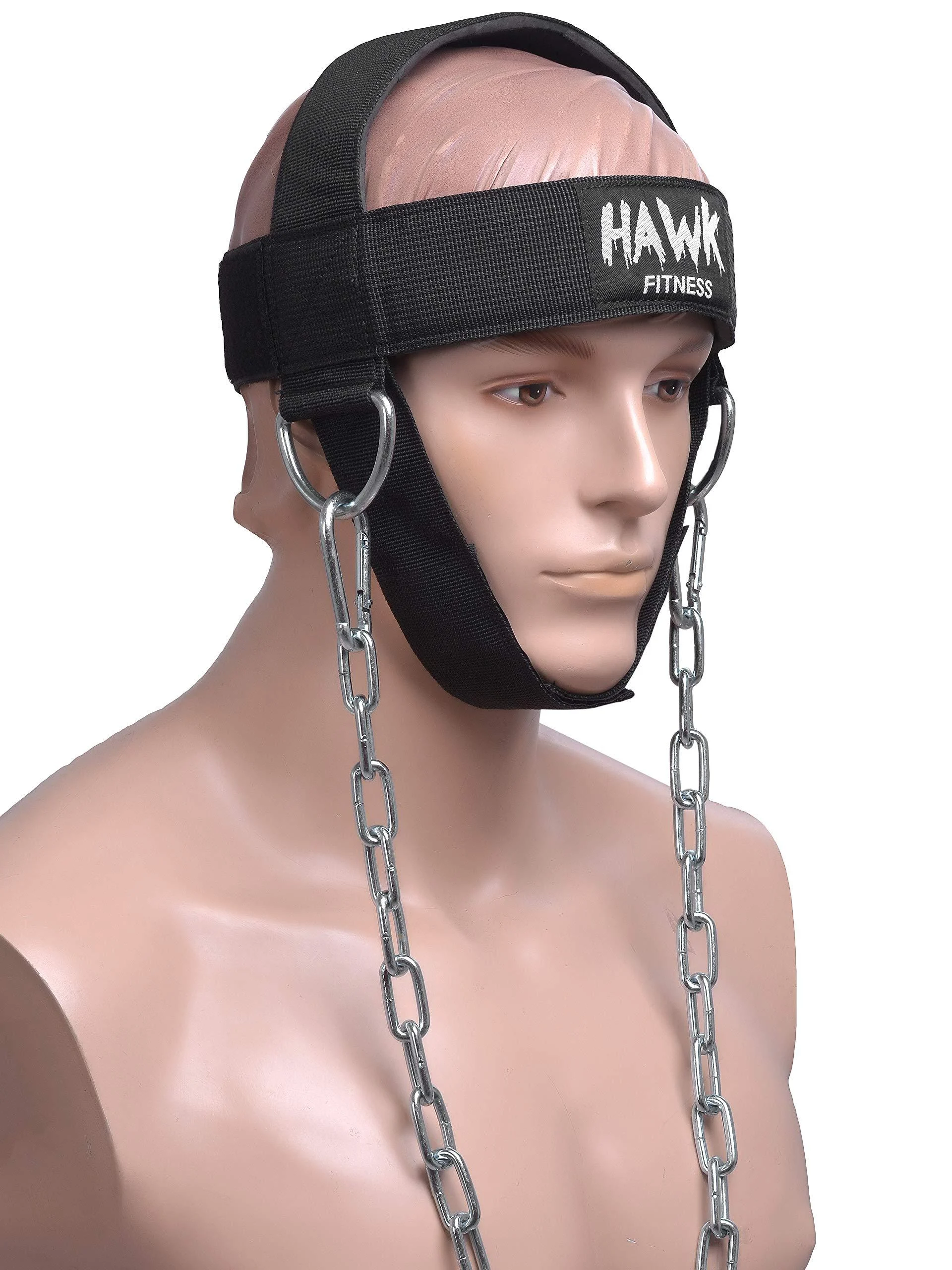 Hawk Sports Neck Harness Neck Exerciser Builder Support for Strength & Resistance Training Weight Lifting Head Harness for Stronger Neck & Traps with Adjustable Neck Strap & Steel Chain Black