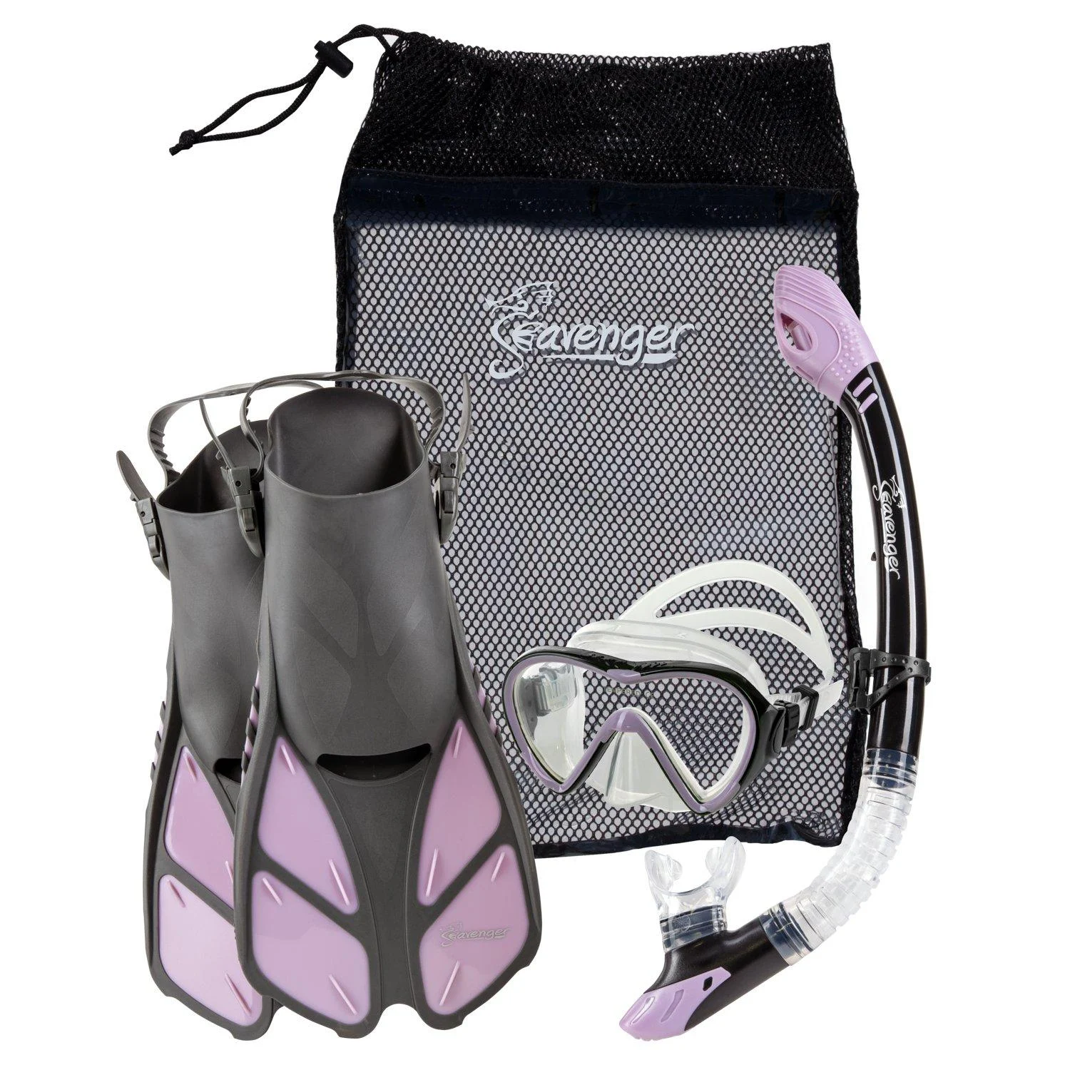 Seavenger Aviator Snorkeling Set with Gear Bag S/M Lavender