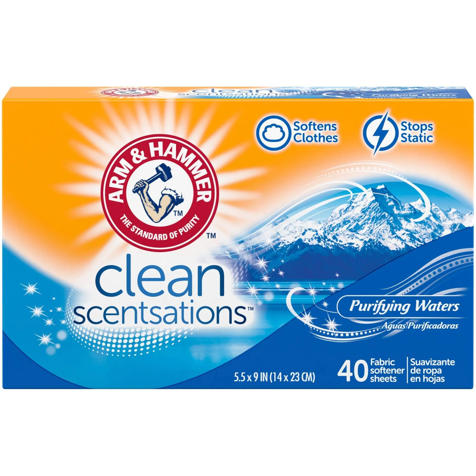 ARM & HAMMER Fabric Softener Sheets 40 sheets Purifying Waters