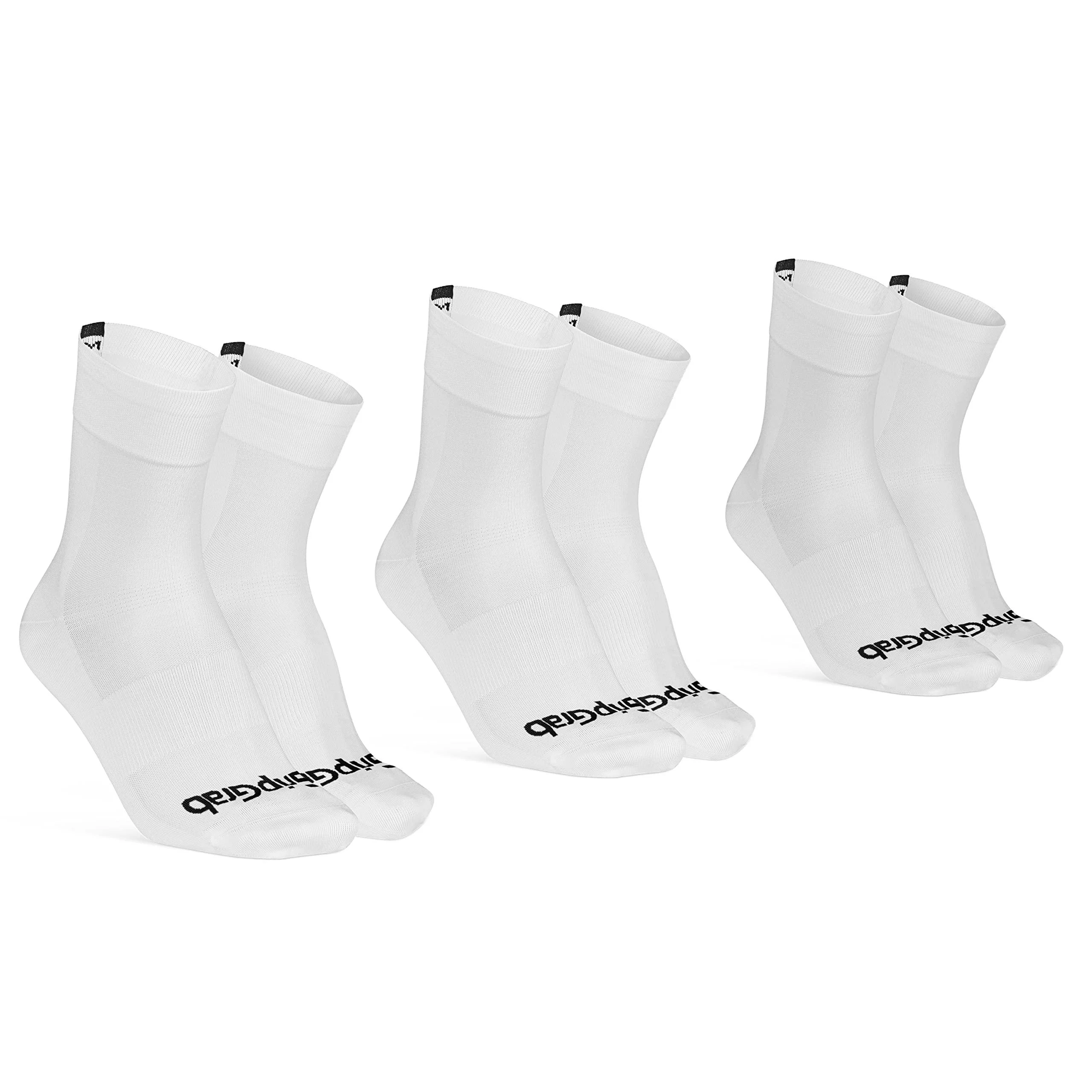 Gripgrab Lightweight SL Performance Summer Cycling Socks 1 Sock and 3 Pack Eyecatching 2 Lengths Rad Socks Lang Short 41-44 White - Lang 3 couples