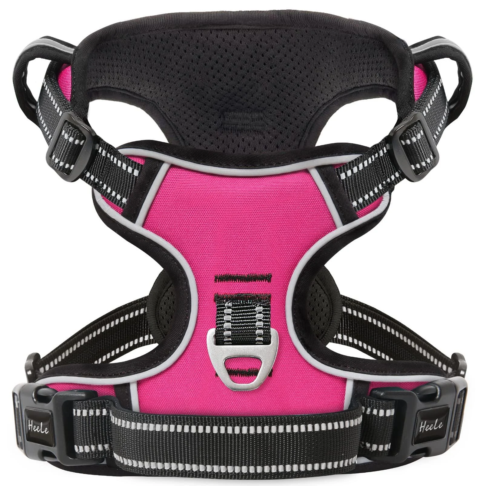 Heele dog crockery no-pull dog harness breast dishes for medium-sized dogs softly breathable-adjustable reflective dog harness Anti pull with padded handle rose l l universe rose