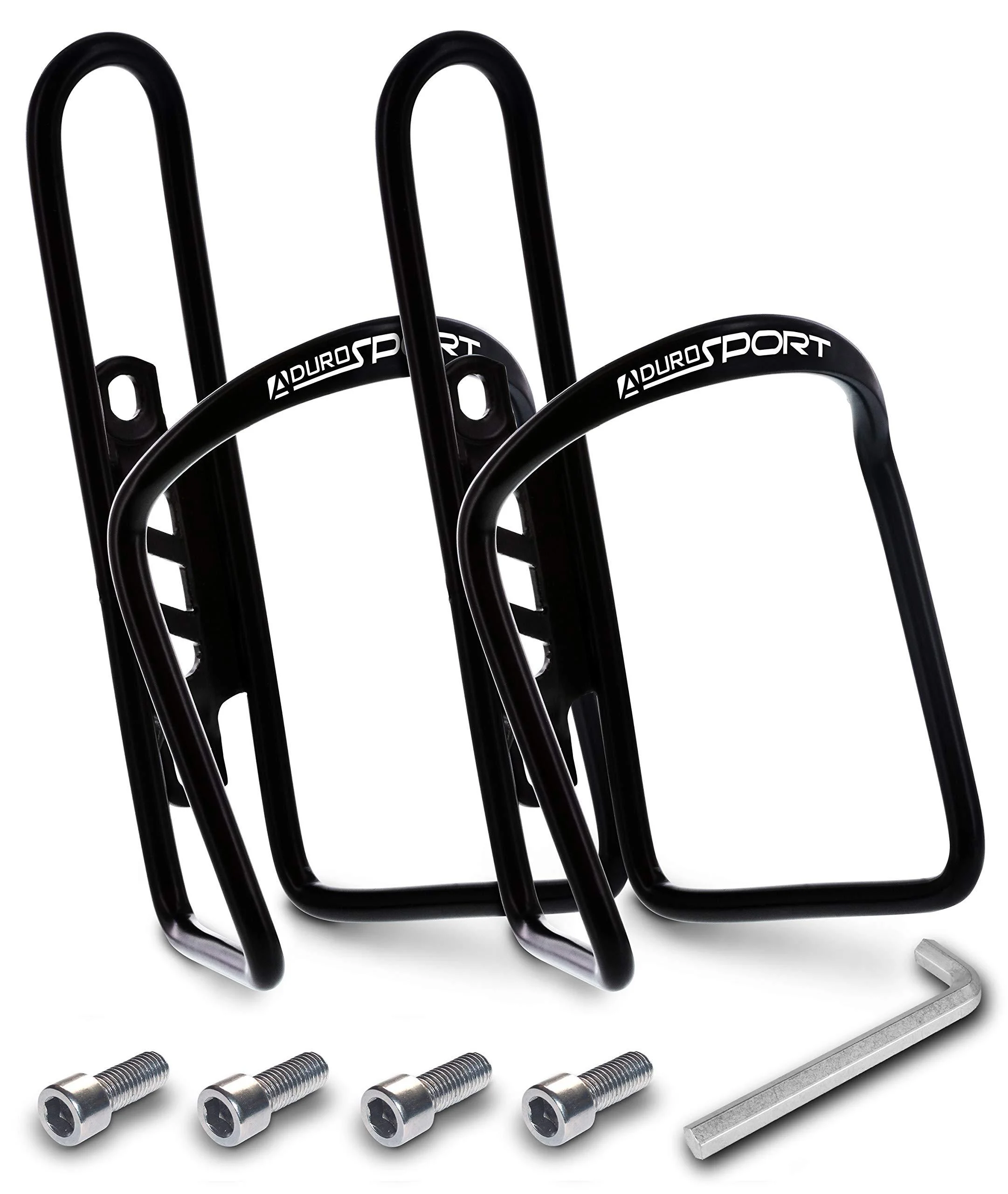 Aduro Bike Water Bottle Holder Aluminum Cage, 2X Pack Bicycle Water Bottle Mount Lightweight for Cycling Fits Any Bike with Easy Installation Black - Aduro Sport