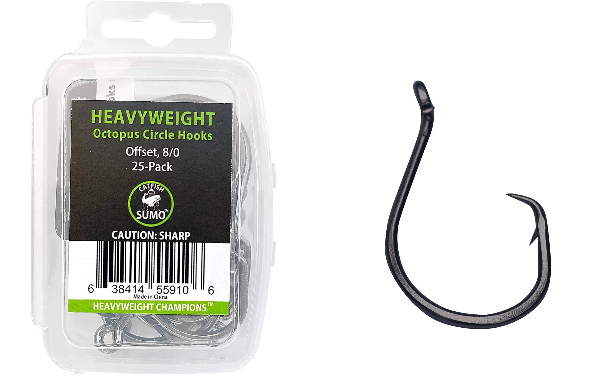 Heavyweight Catfish Hooks - Offset Octopus Circle Hooks - 25 Pack 6/0