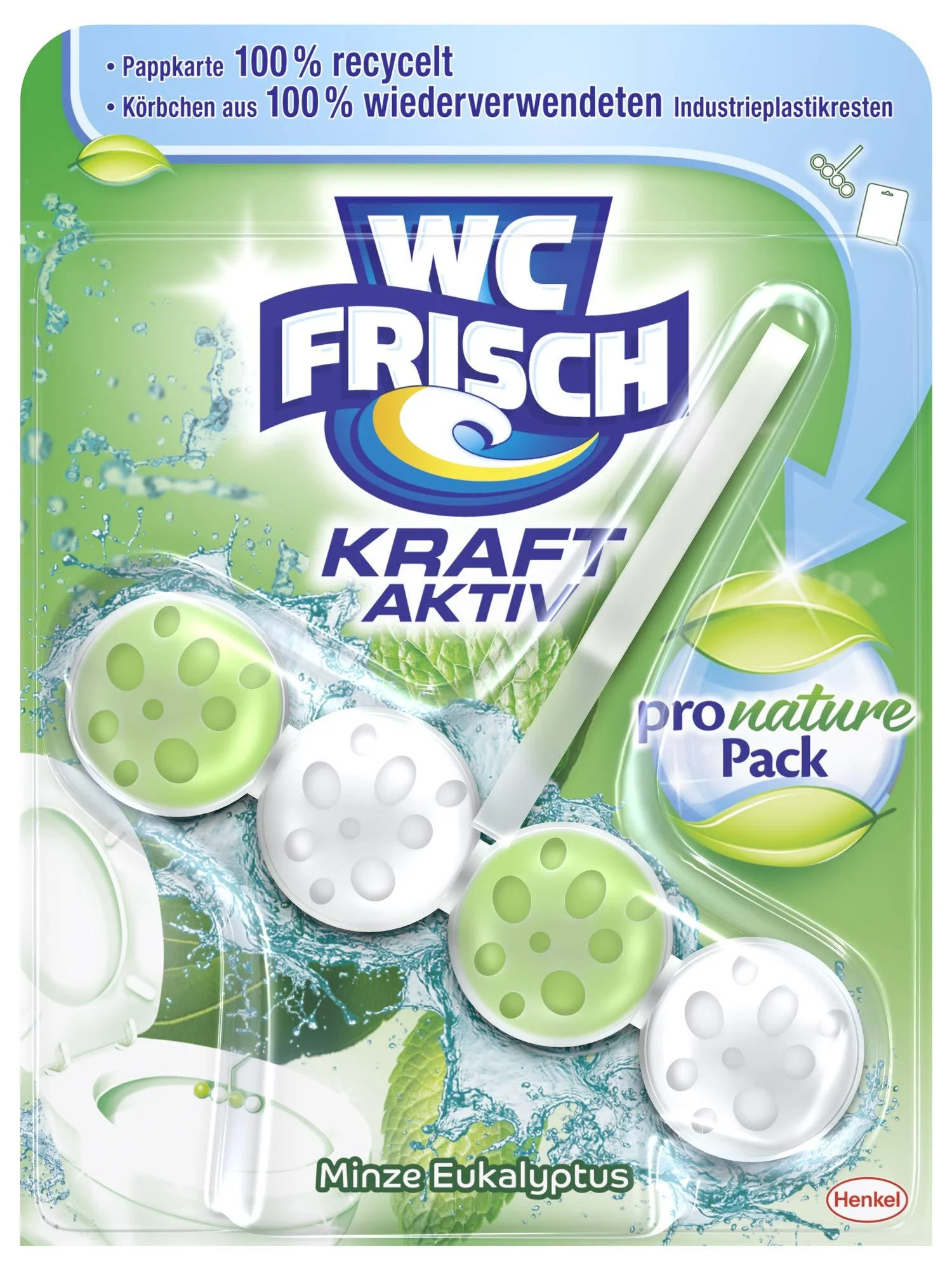 WC-Frisch Kraft Aktiv Pro Nature Mint and Eucalyptus toilet cleaner and fragrance rinse 1 piece 1 piece (1 pack)