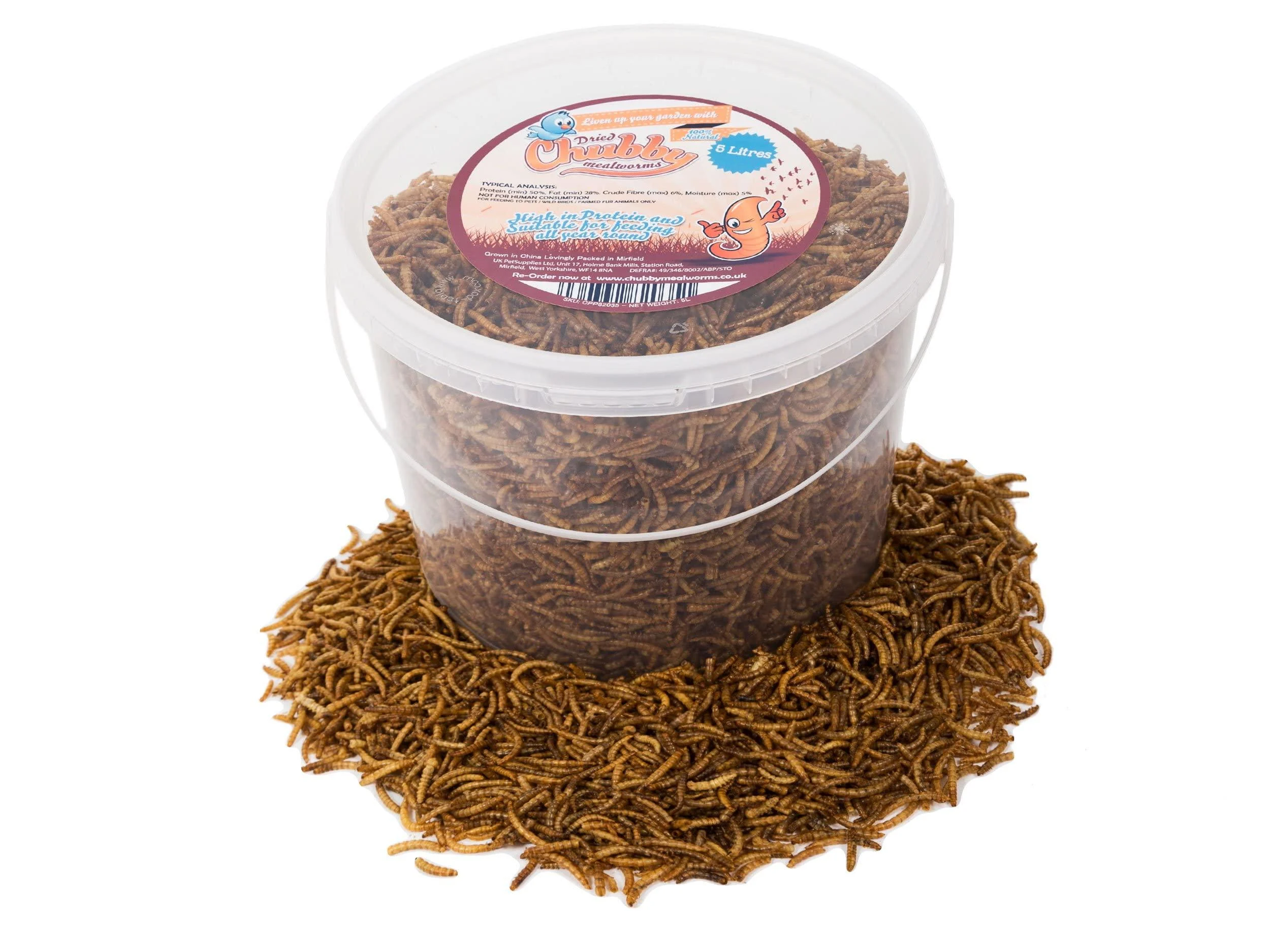 5 Litres Chubby Dried Mealworms for Wild Birds Only - Chubby Mealworms