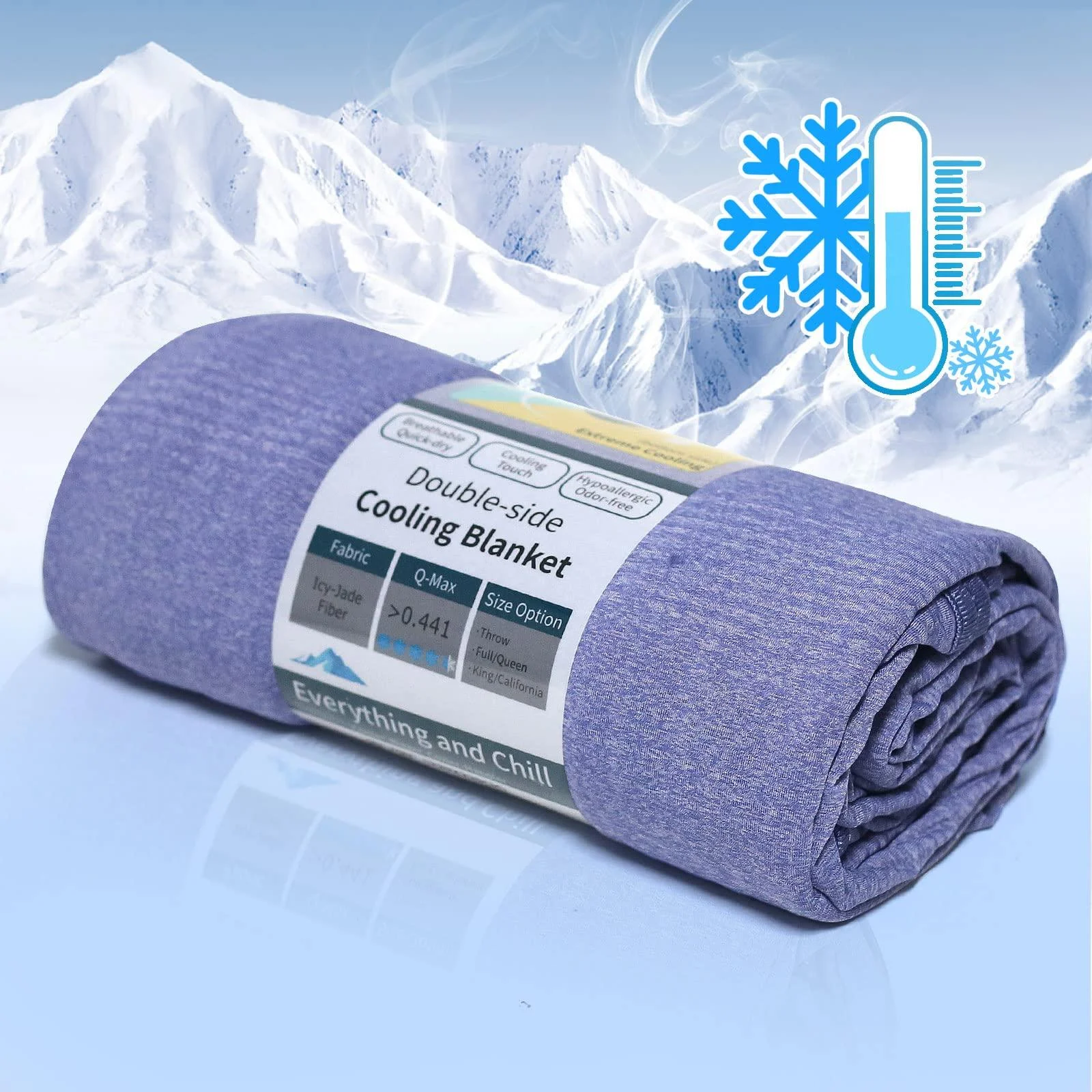 Ailemei Direct Ailemei cooling ceiling for hot sleepers night sweats double-sided cold effect queen-size size light breathable summer ceilings 228.6 x 228.6 cm blue purple queen90 "X90"