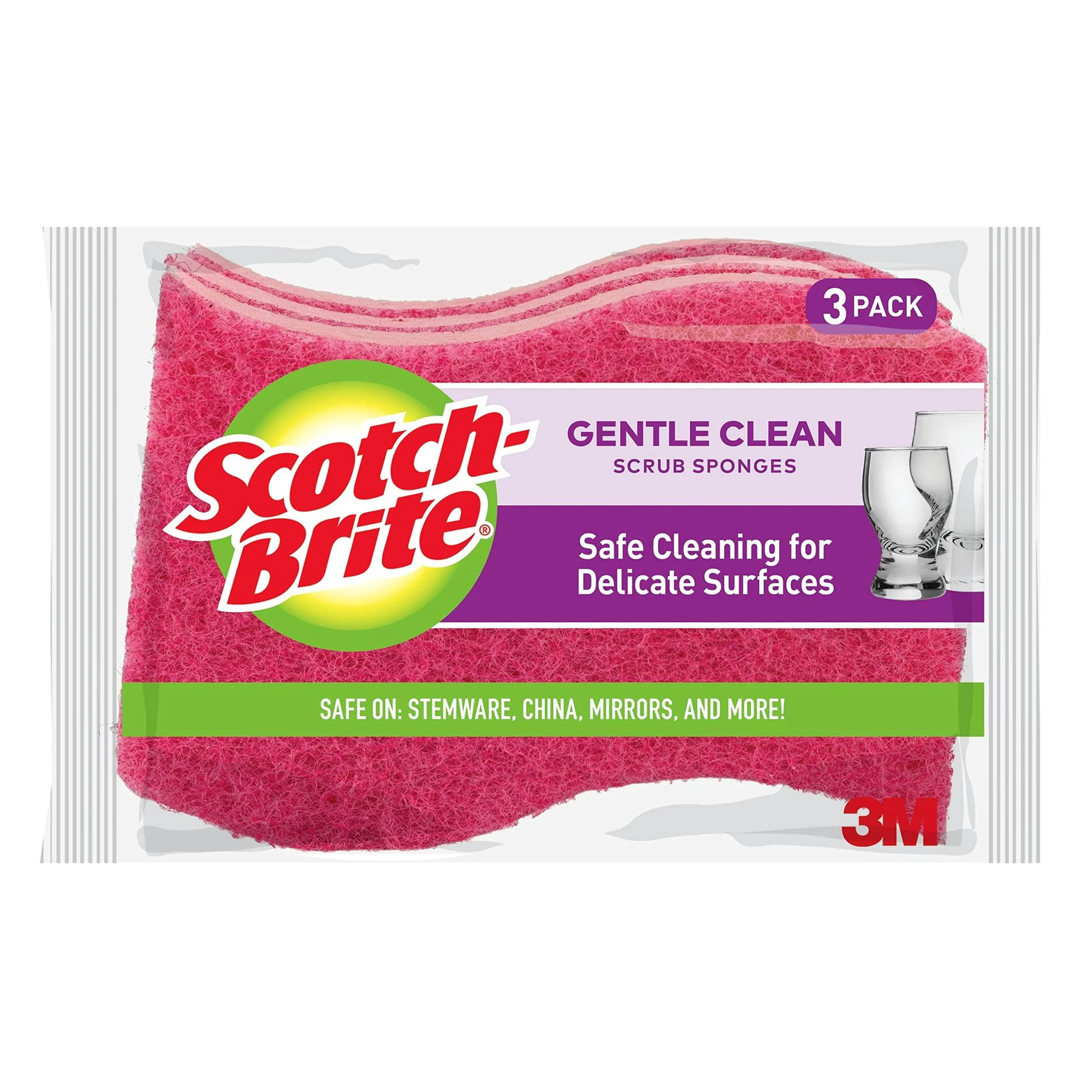Scotch-Brite Delicate Care Scrub Sponge 3/Pkg, 3 Count (Pack of 1) 3 Scrub Sponges