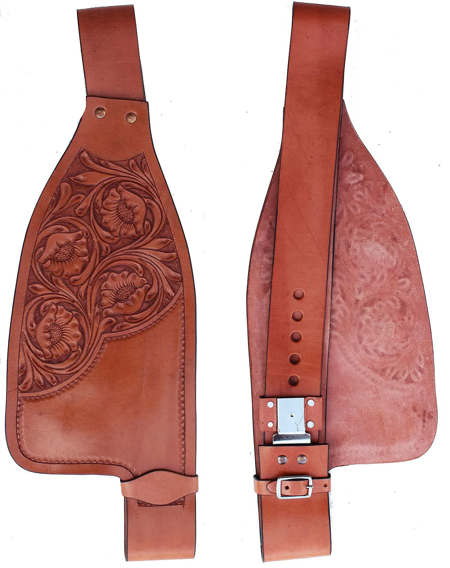 Horse Western Adult Tooled Leather Replacement Saddle Fenders 5230 Dark Tan - CHALLENGER