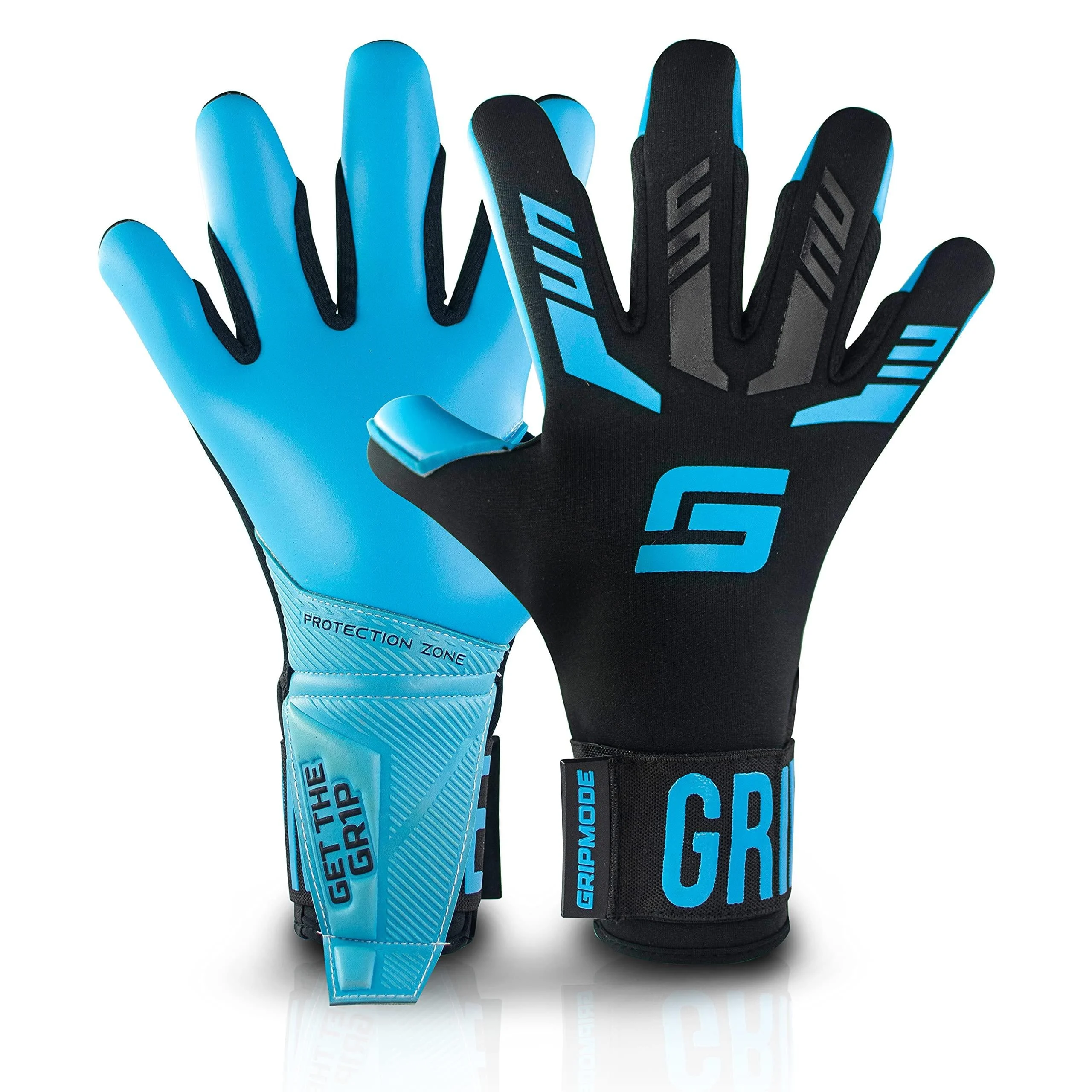 Gripmode goalkeeper gloves men aqua hybrid - football goalkeeper gloves with surface from GripTec for every weather - football gloves for children young people & adults - size 7-11 10 aqua
