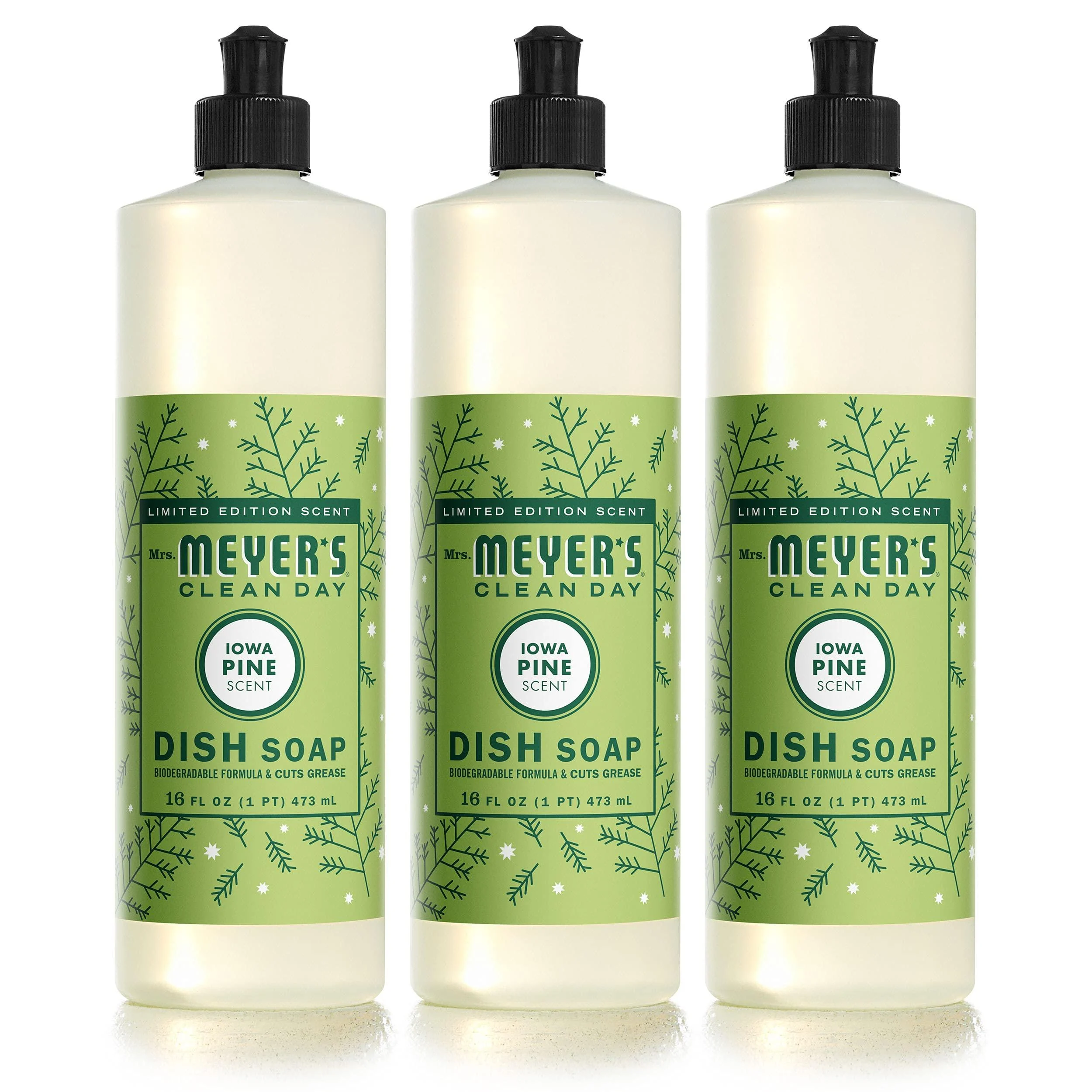 Mrs. Meyer's Liquid Dish Soap, Biodegradable Formula, Limited Edition Iowa Pine, 16 fl. oz - Pack of 3