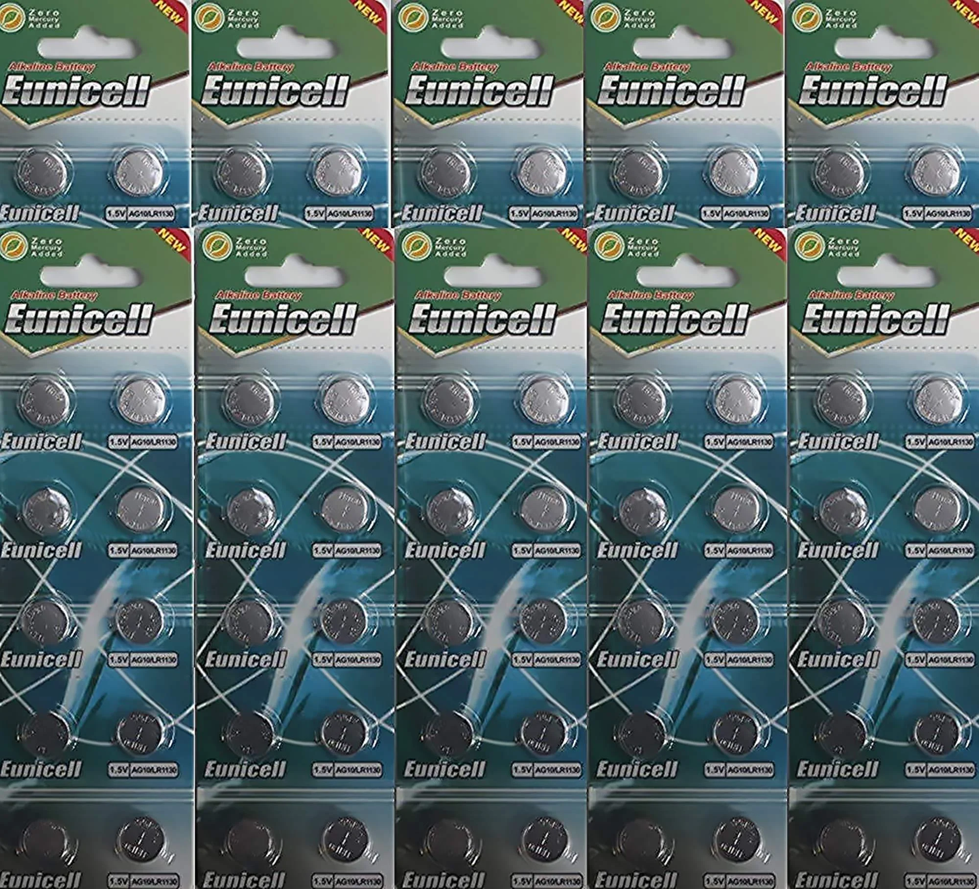 Set of 100 Button Cells AG10 LR54 LR1130 L1131 SR1130W 389 G10-1.5 Volt