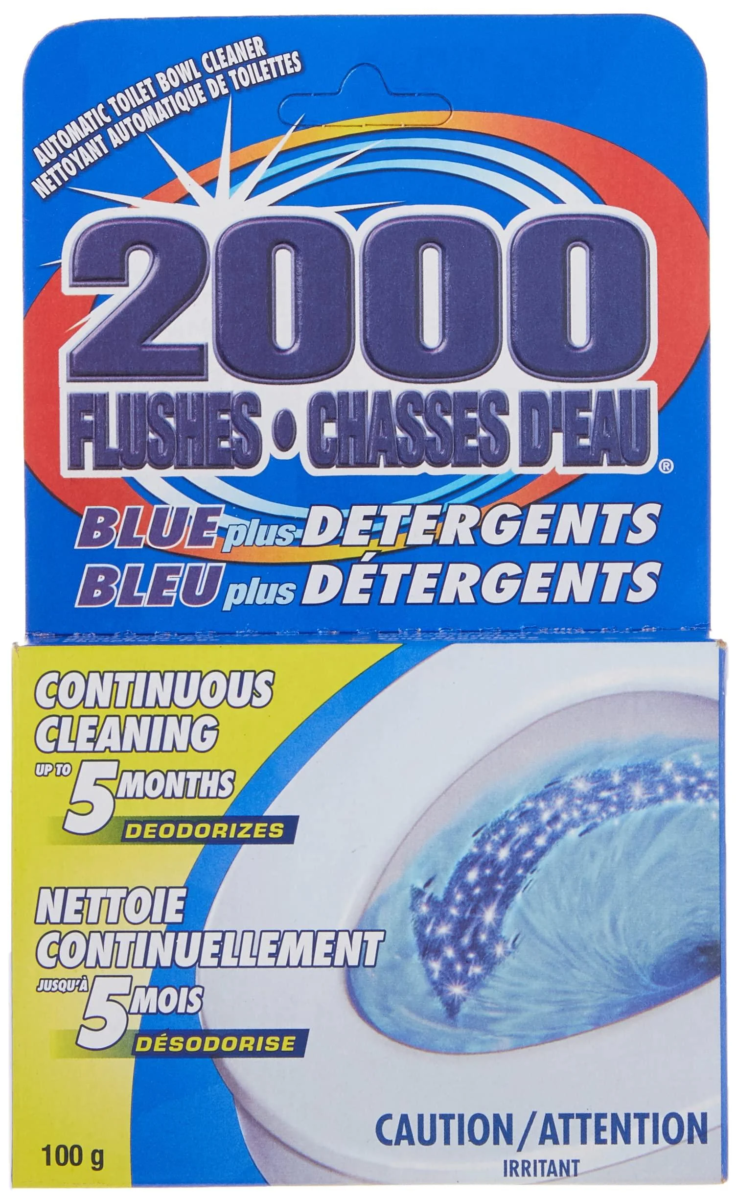 2000 Flushes Automatic Toilet Bowl Cleaner | Blue plus Detergents 100g | Makes scrubbing easier by helping break down toilet bowl residue and stains pine oil scent | 1 Cube 1 count (Pack of 1)